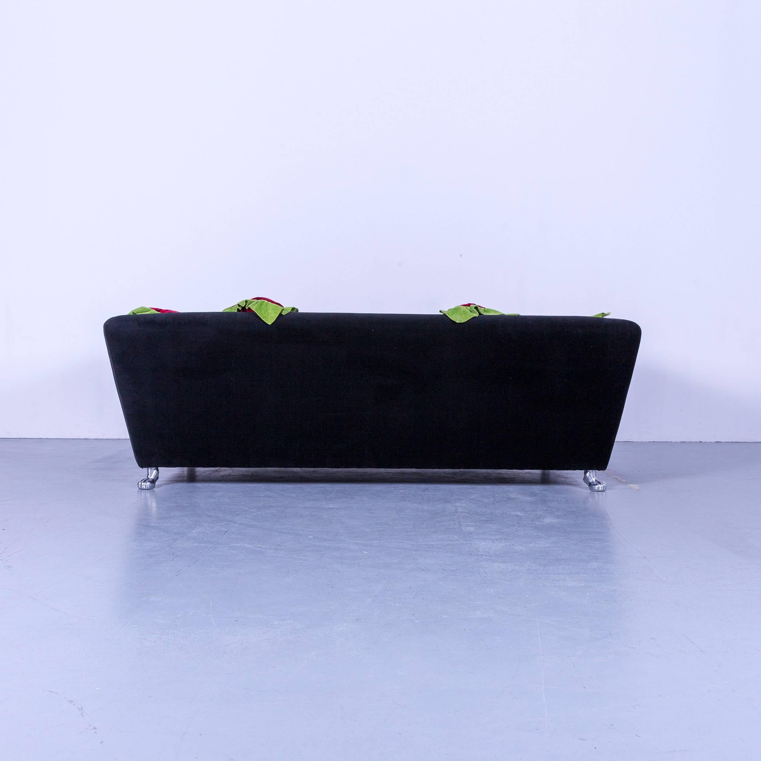 Bretz Monster Velvet Fabric Black Three-Seater Chaise Lounge or Sofa  For Sale 6