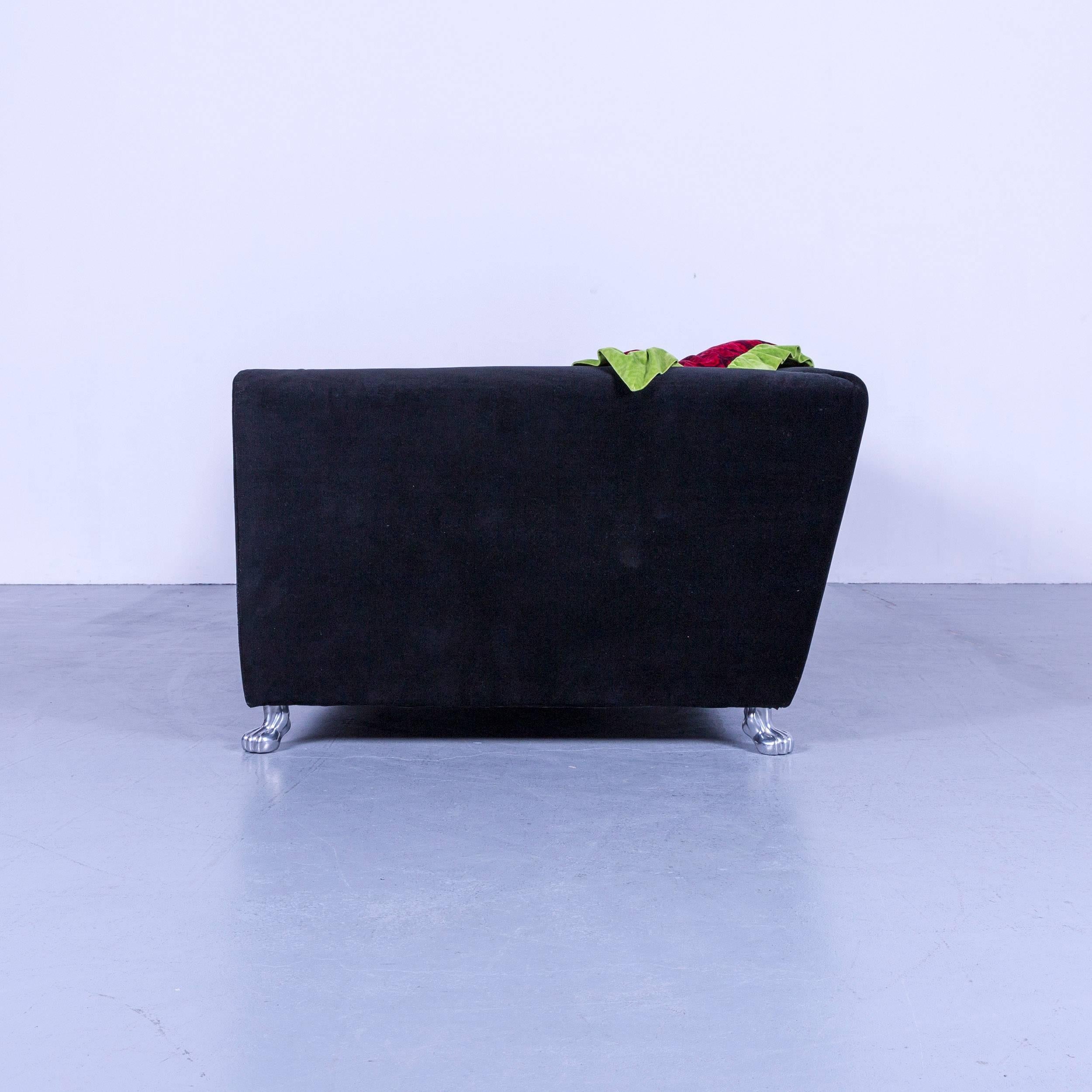 Bretz Monster Velvet Fabric Black Three-Seater Chaise Lounge or Sofa  For Sale 7