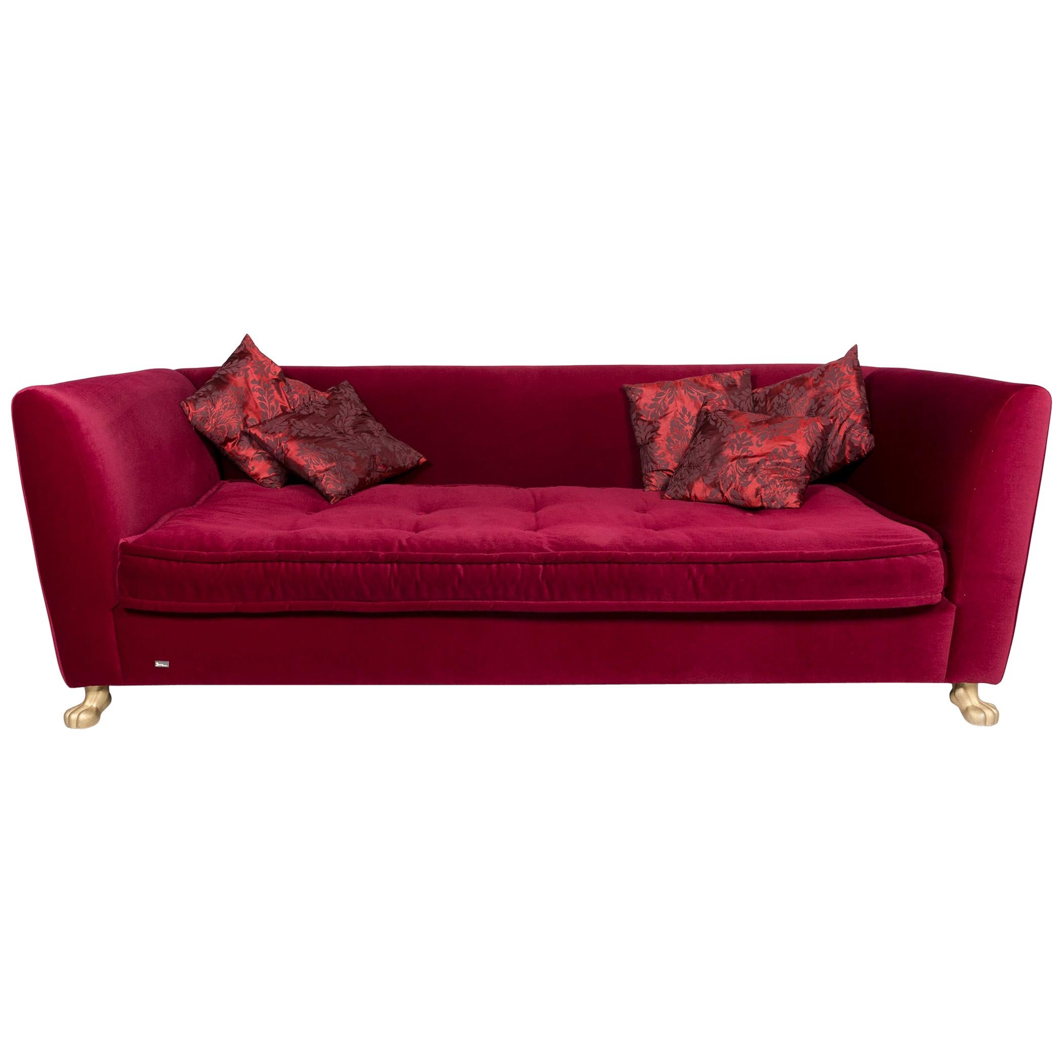 Bretz Monster Velvet Fabric Sofa Purple Four-Seat Couch For Sale
