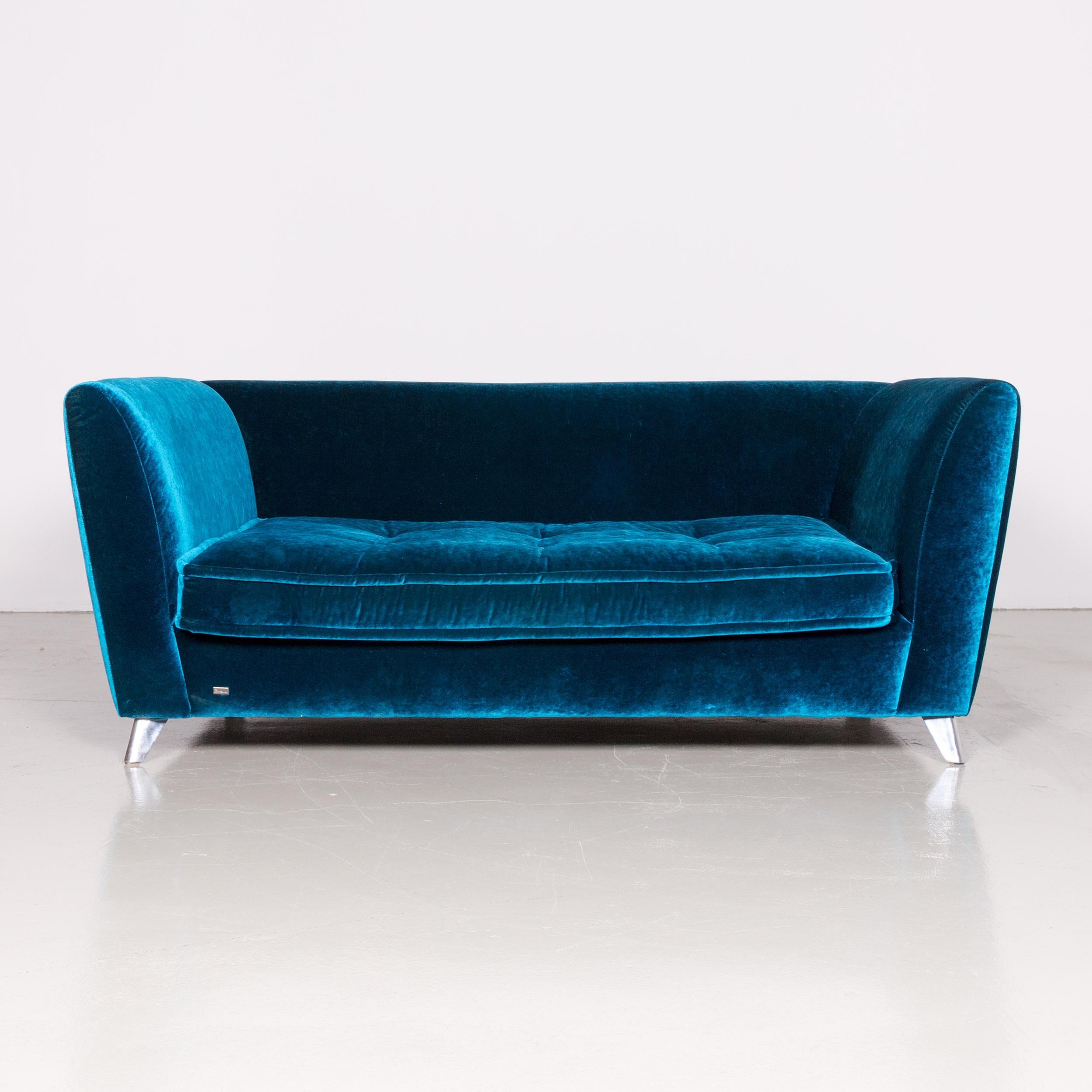 Bretz Monster velvet sofa blue three-seat couch velours huge sofa.