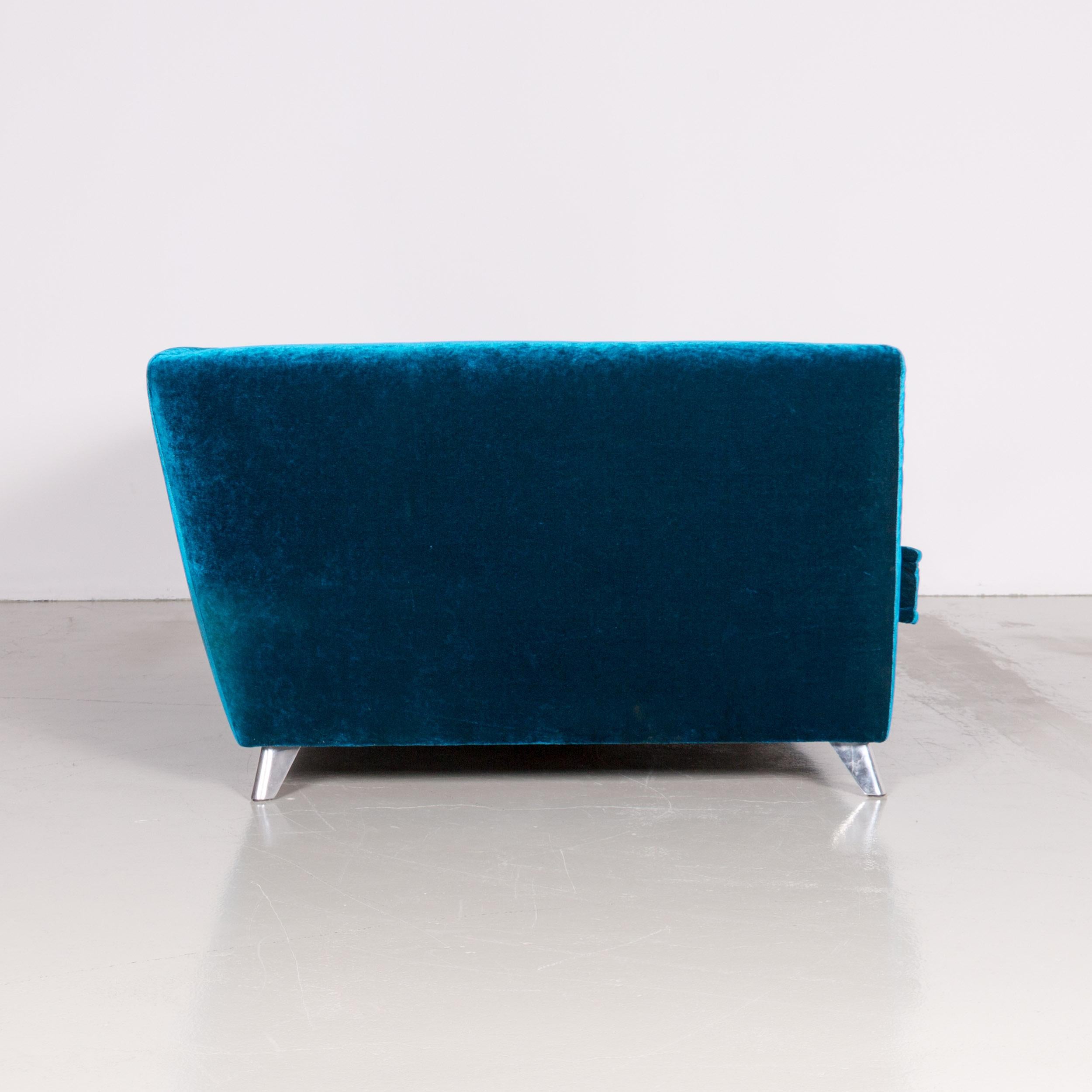 Bretz Monster Velvet Sofa Blue Three-Seat Couch Velours Huge Sofa For Sale 1