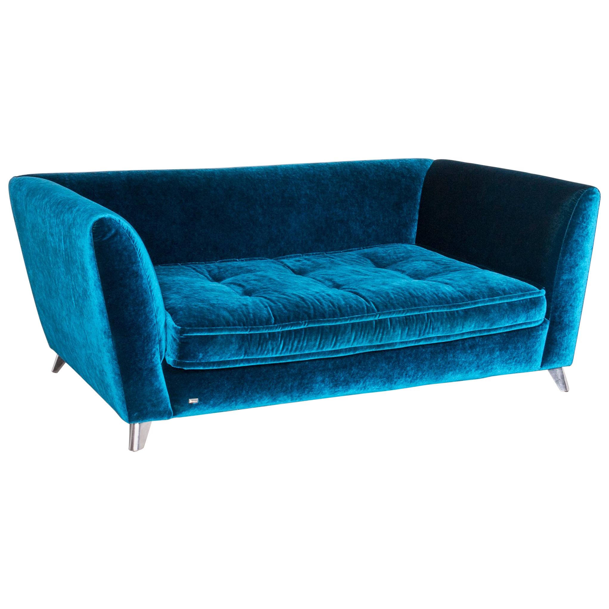 Bretz Monster Velvet Sofa Blue Three-Seat Couch Velours Huge Sofa For Sale