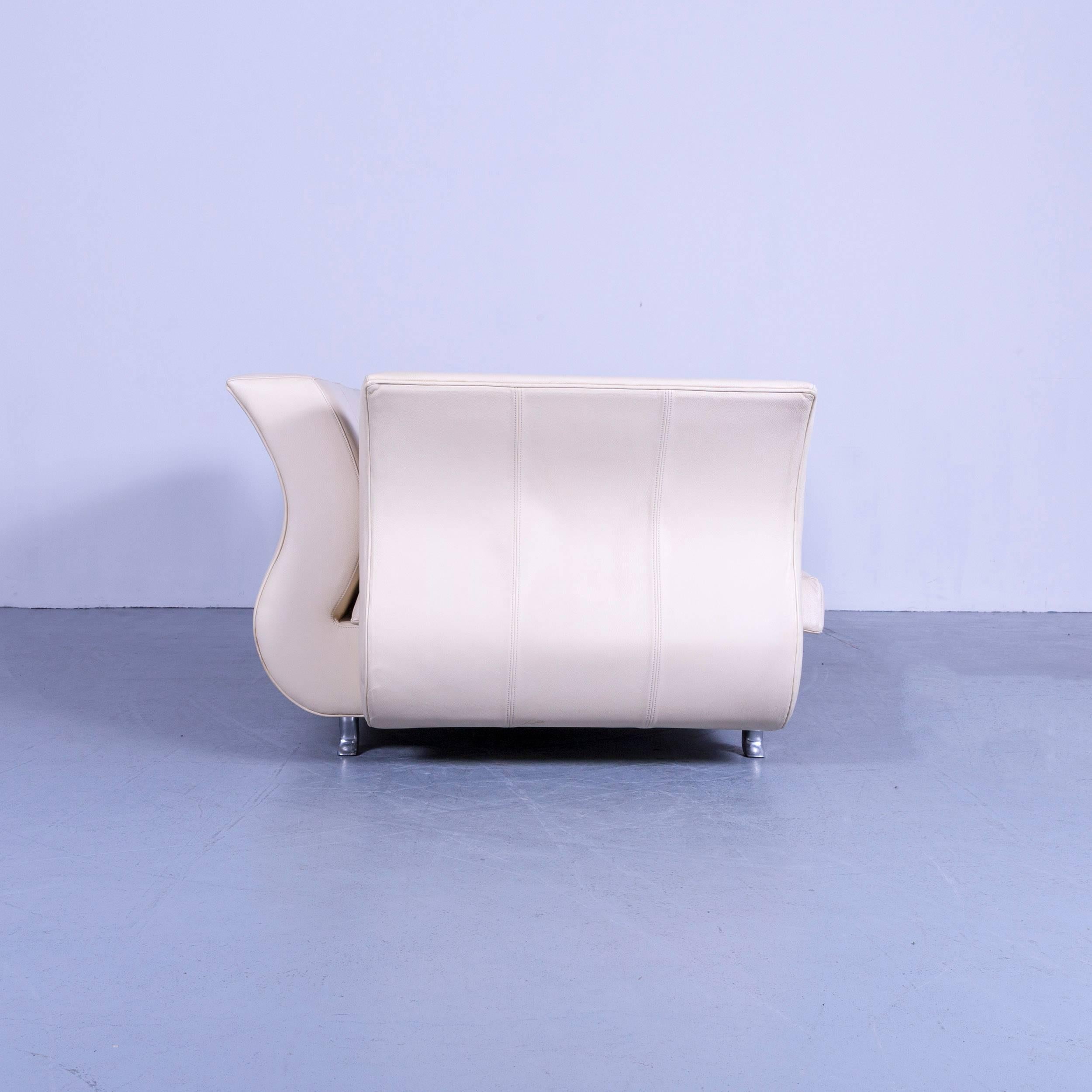 Bretz Moon Designer Sofa Leather Off-White Three-Seat 3