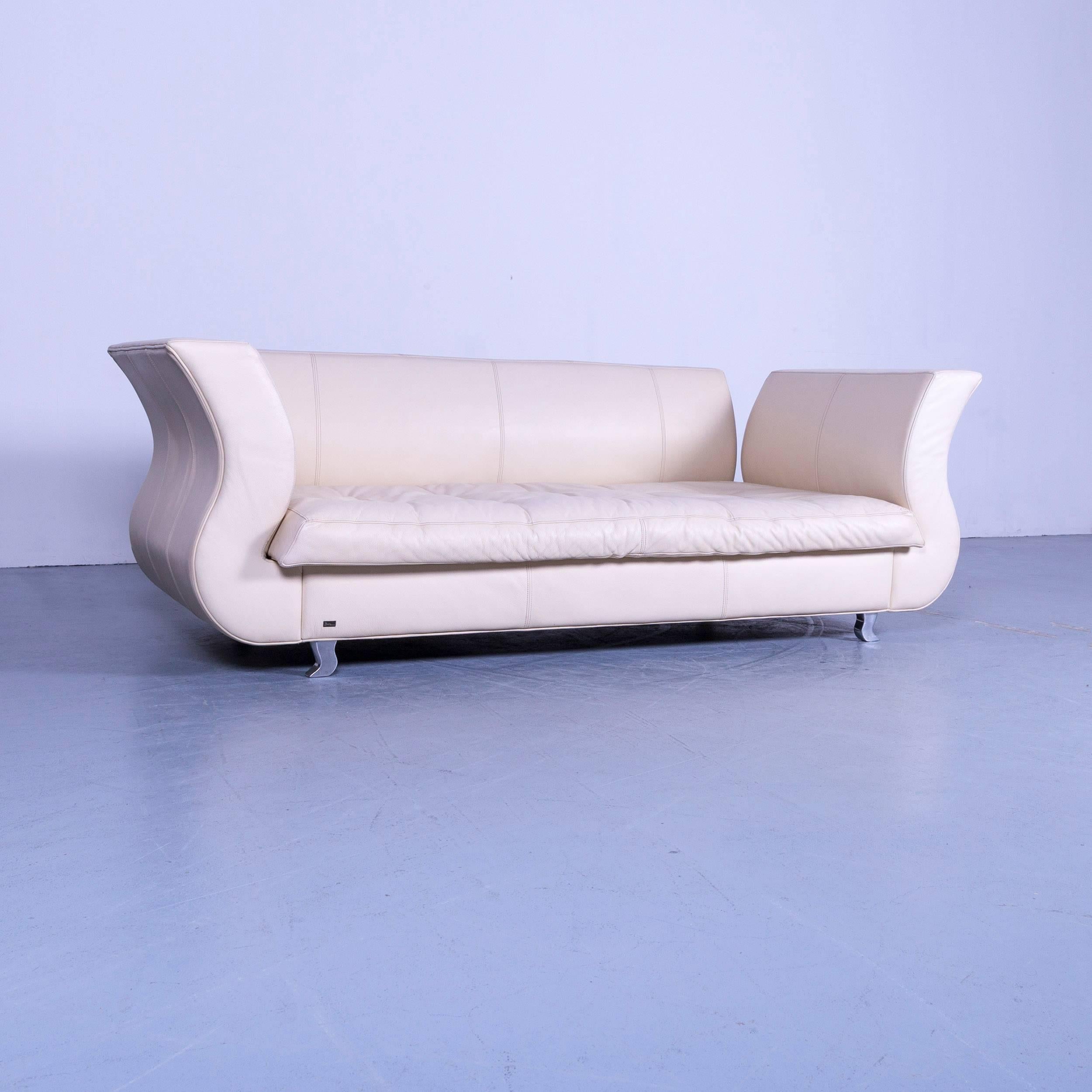 An Bretz Moon designer sofa leather off-white three-seat.




















 