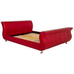 Bretz Moon Leather Double Bed Red Bed
