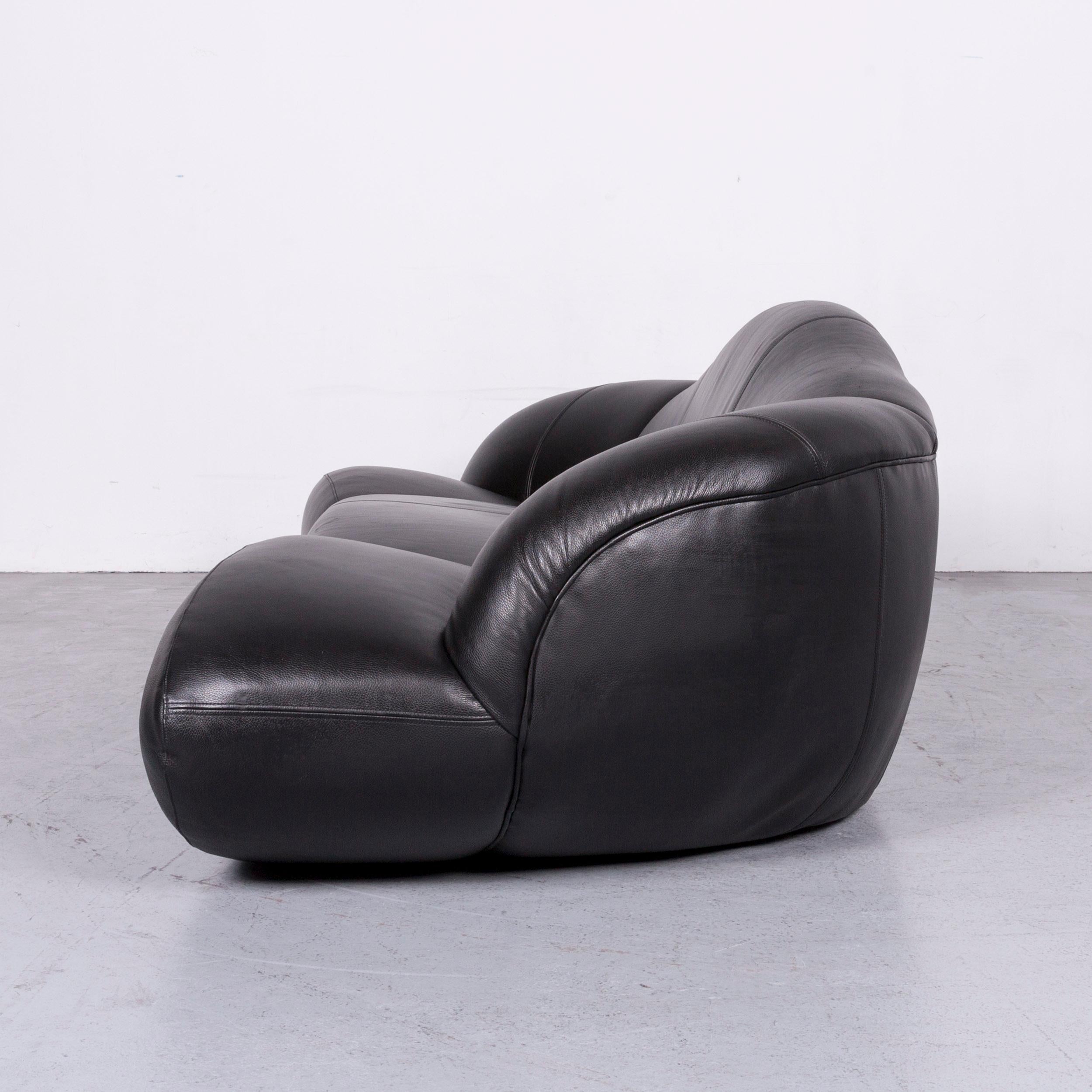 Bretz Mumba Designer Leather Sofa Black Three-Seat Couch 5