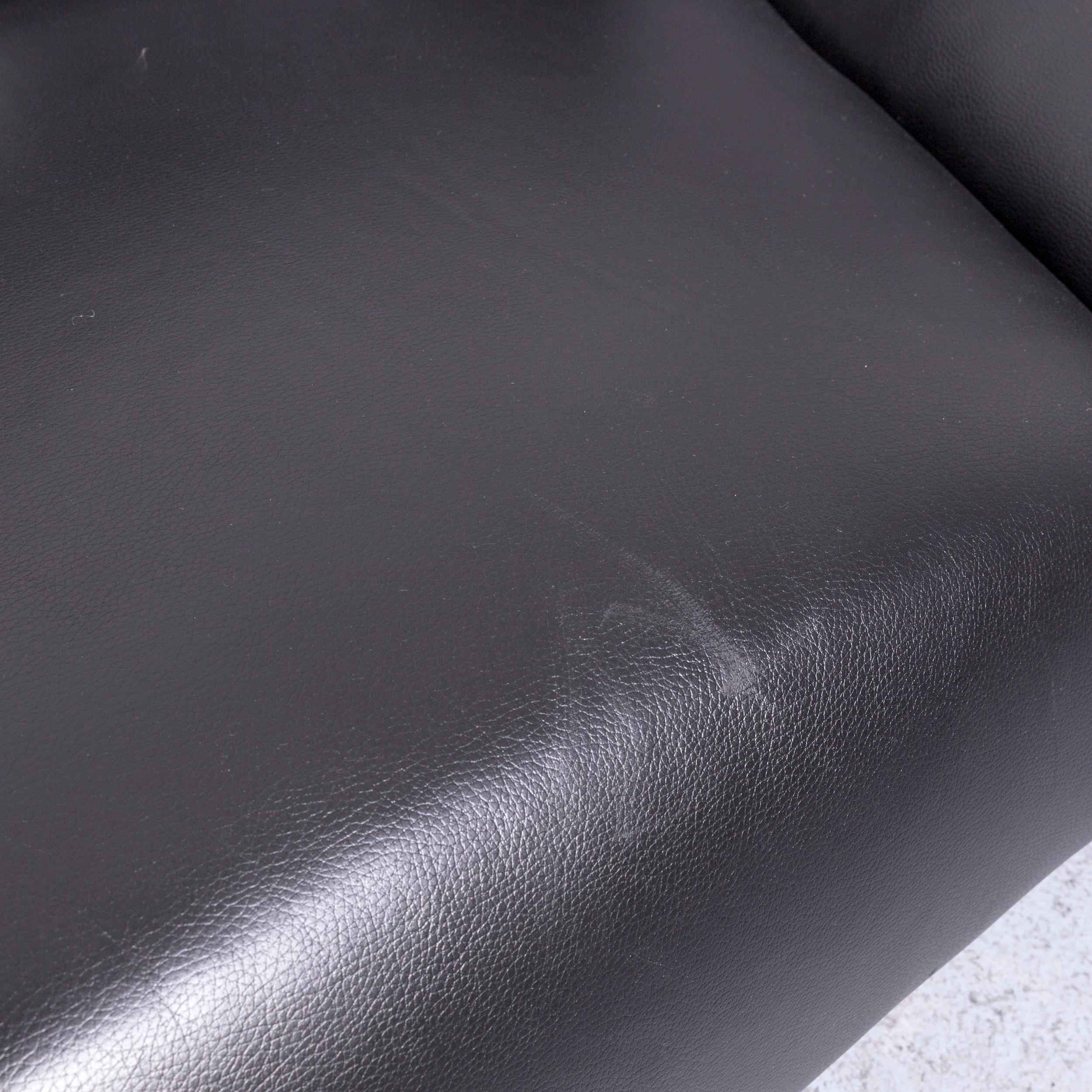 Contemporary Bretz Mumba Designer Leather Sofa Black Three-Seat Couch