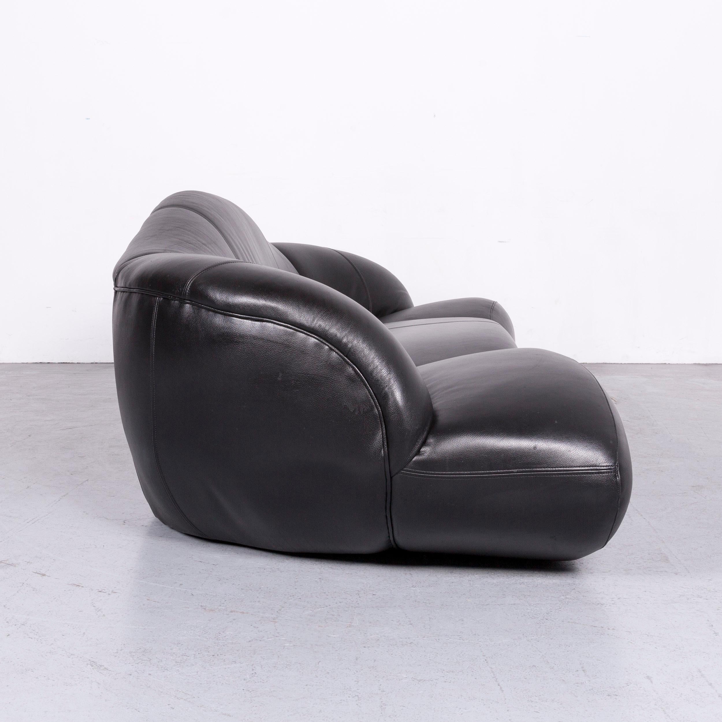 Bretz Mumba Designer Leather Sofa Black Three-Seat Couch 3