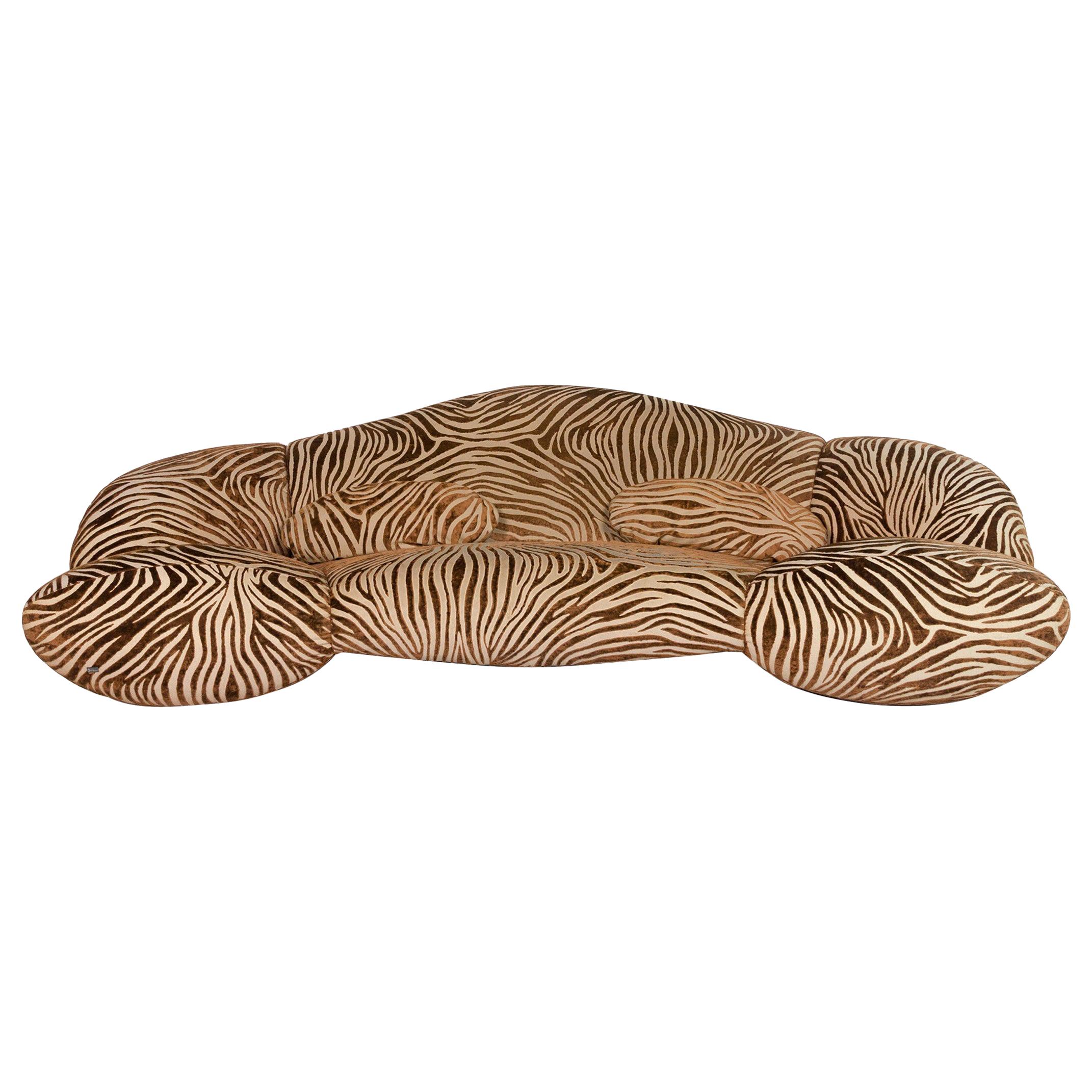 Bretz Mumba Fabric Sofa Brown Three-Seat Patterned Animal Print For Sale