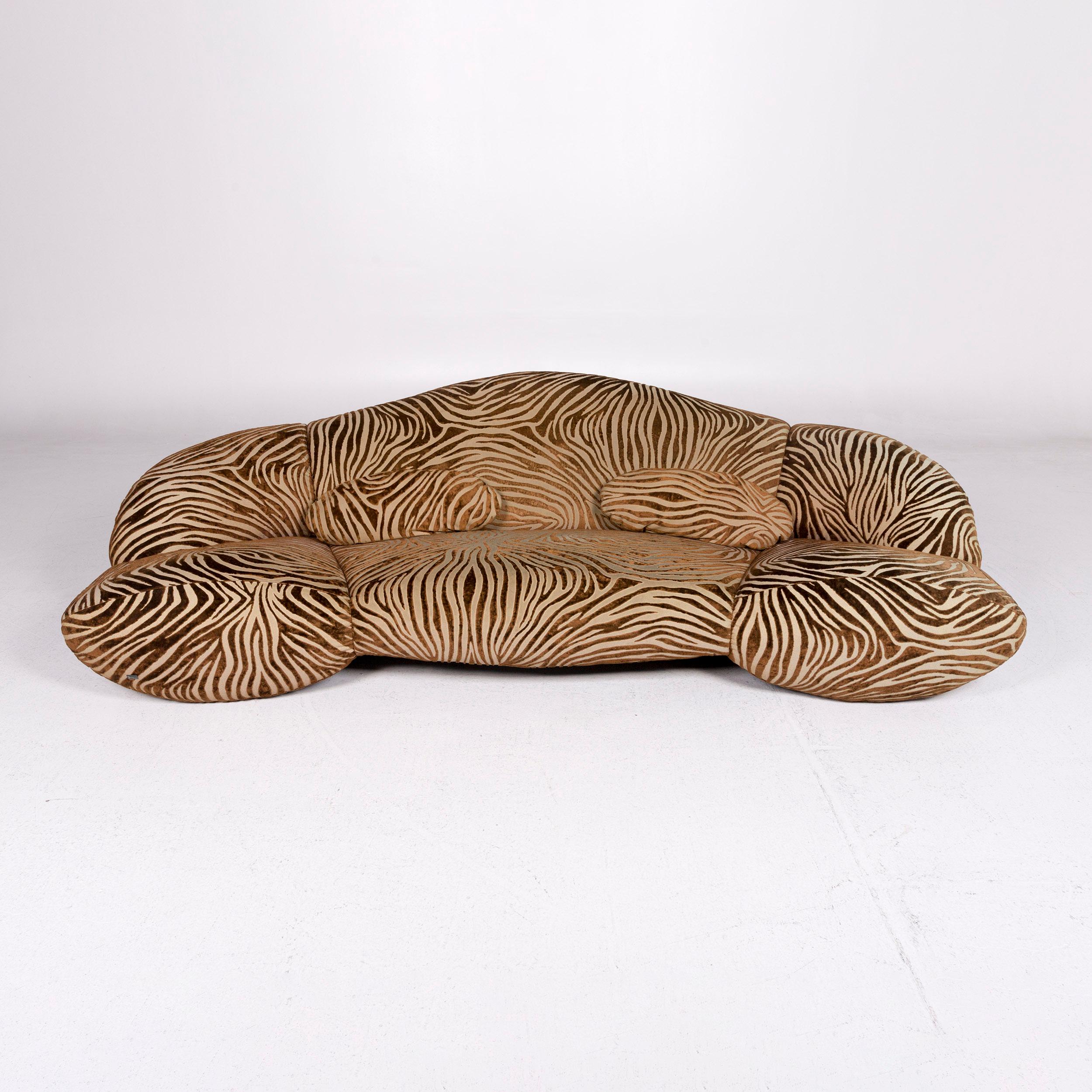 Contemporary Bretz Mumba Fabric Sofa Brown Three-Seat Patterned Animal Print For Sale