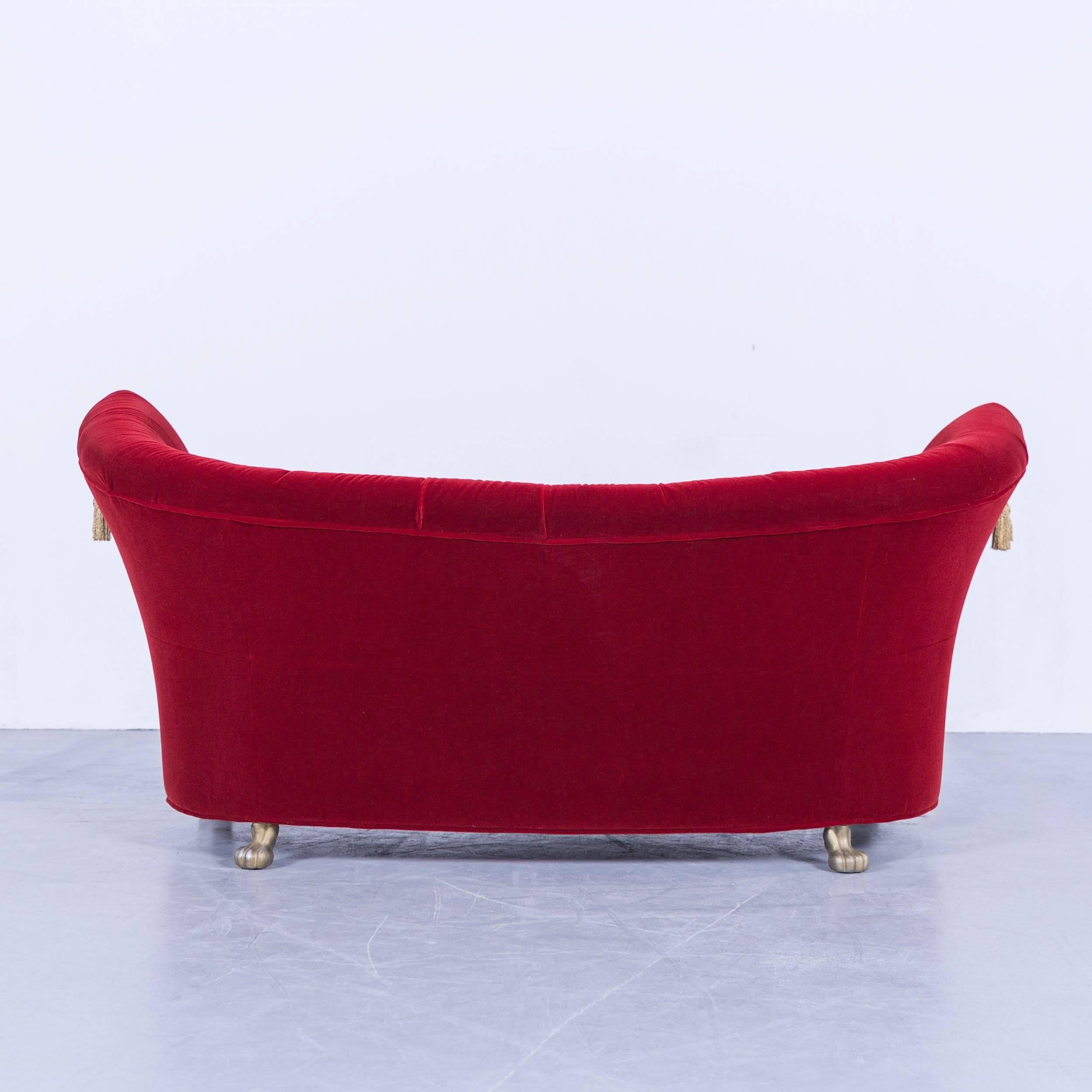 Bretz Nana Designer Sofa Velvet Fabric Red Three-Seat Gold Couch Elegant 2