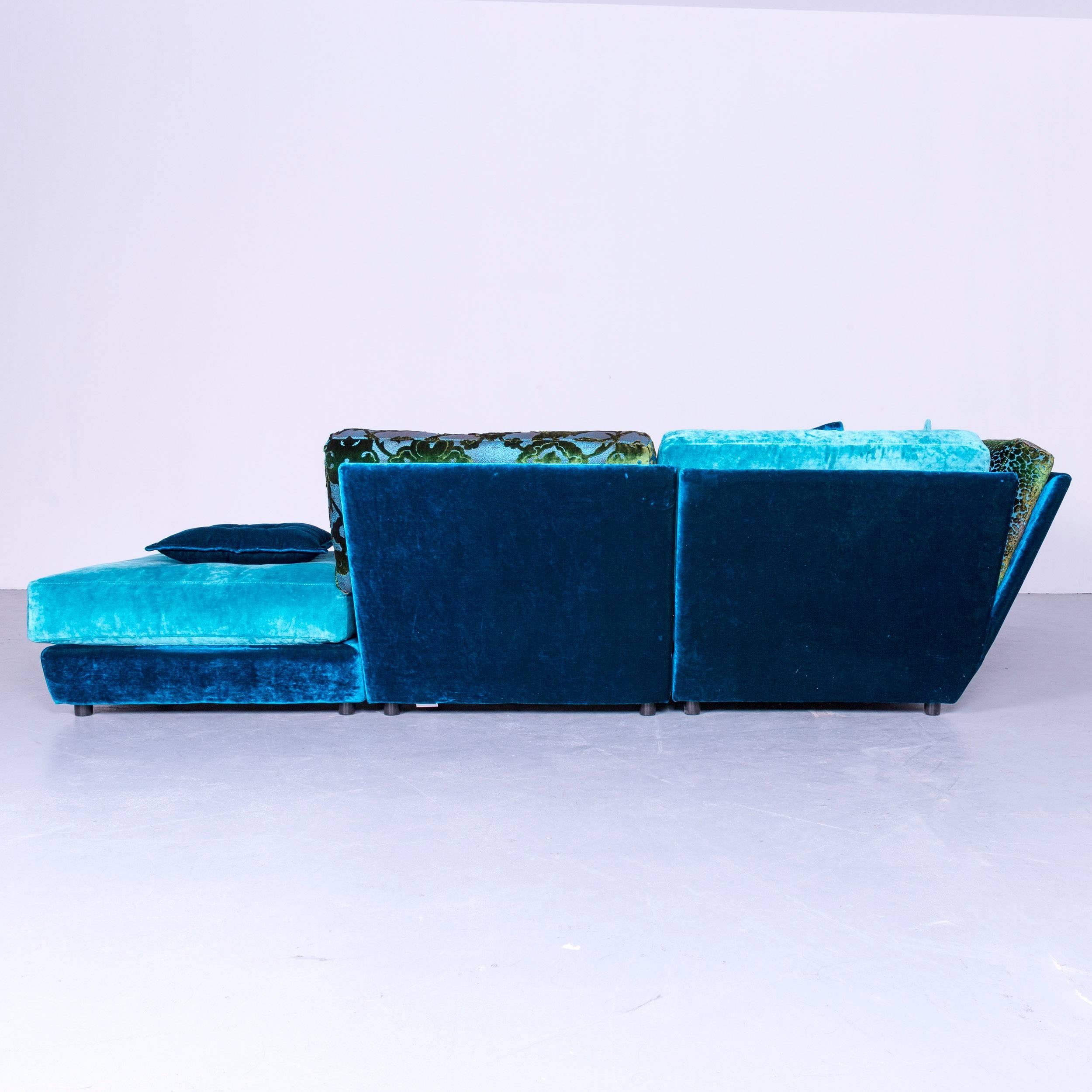 Bretz Napali Designer Ecksofa Blau Türkis Velours Stoff Modern Couch 6