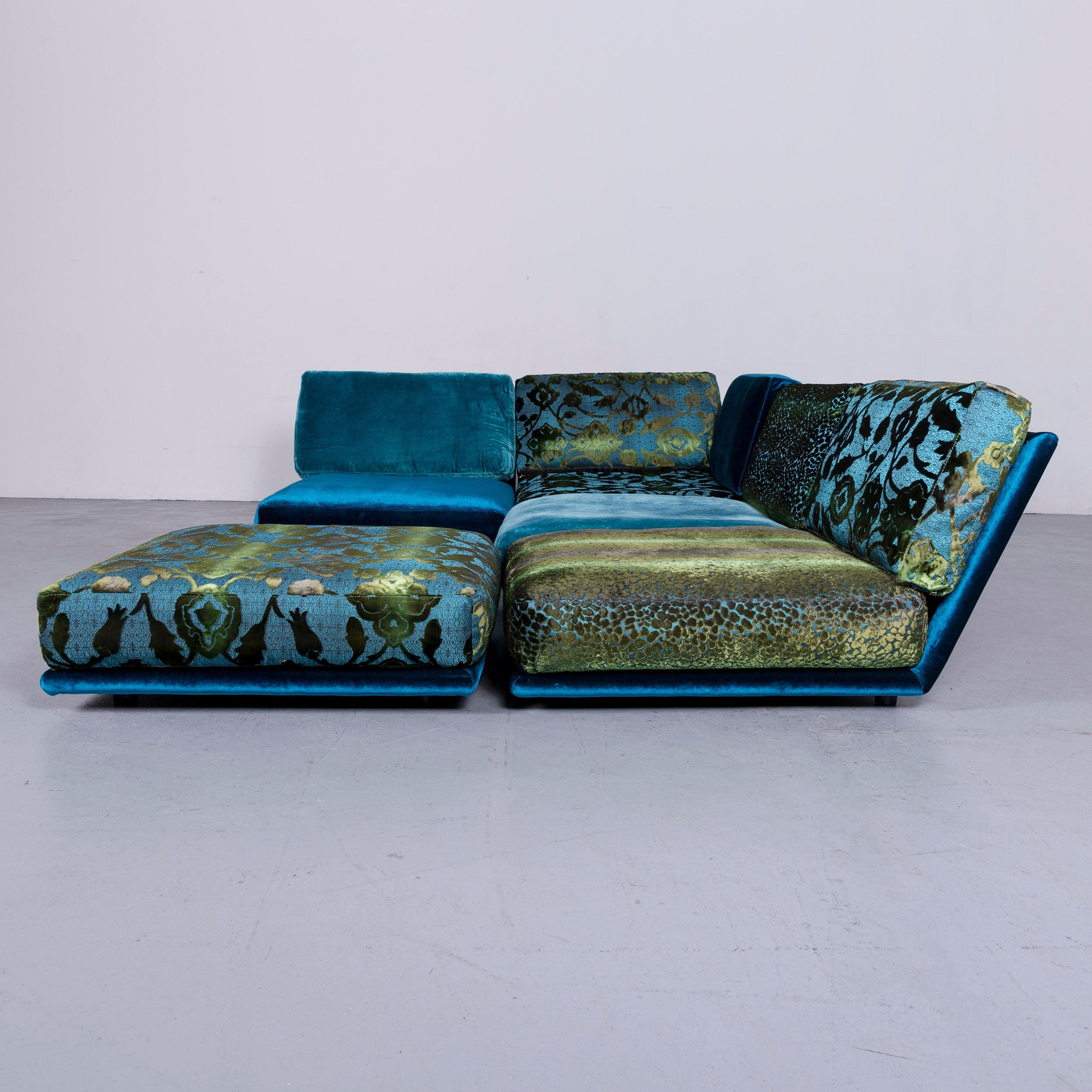Canapé d'angle Bretz Napali de designer en velours bleu turquoise avec pochette moderne en vente 6