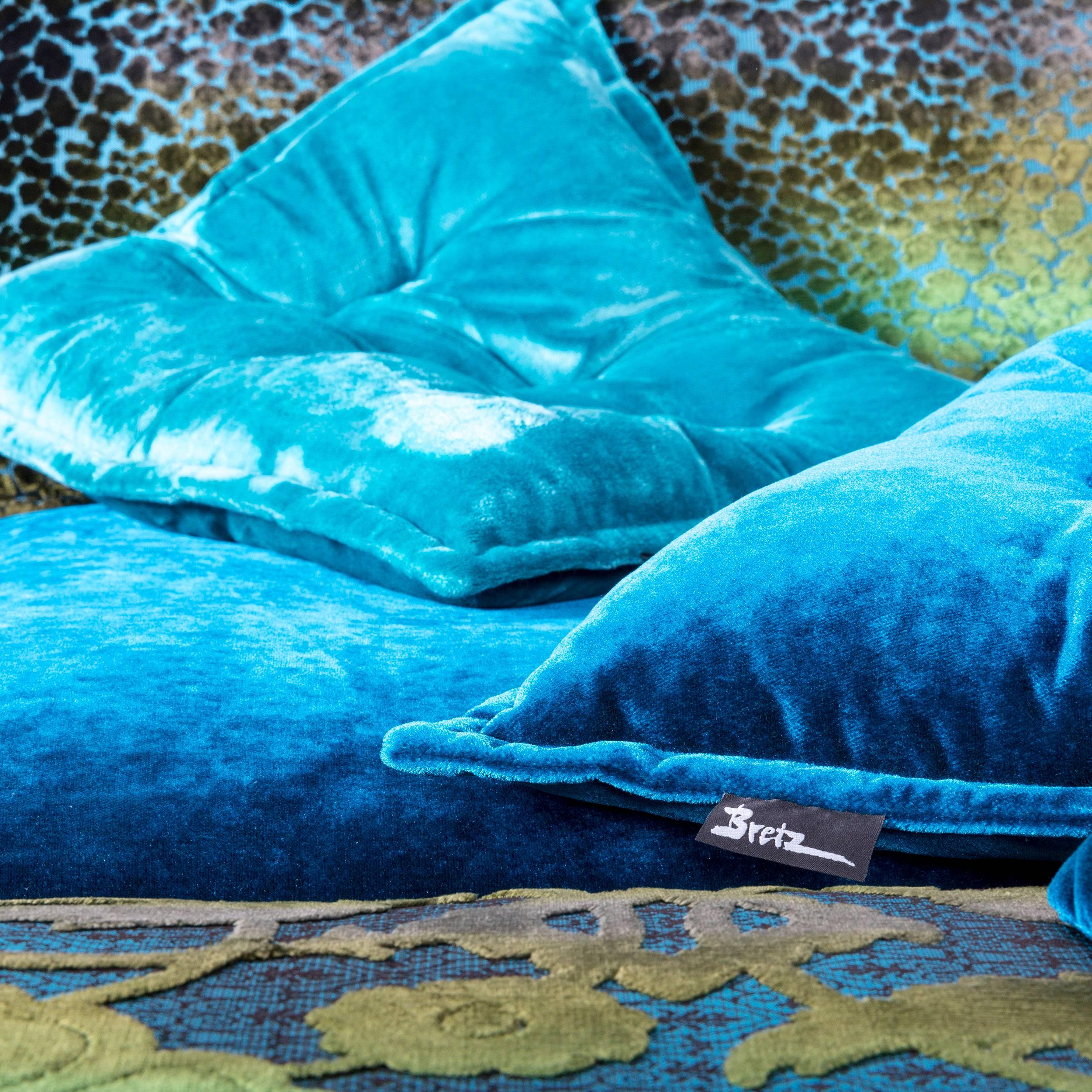 Bretz Napali Designer Ecksofa Blau Türkis Velours Stoff Modern Couch (21. Jahrhundert und zeitgenössisch)