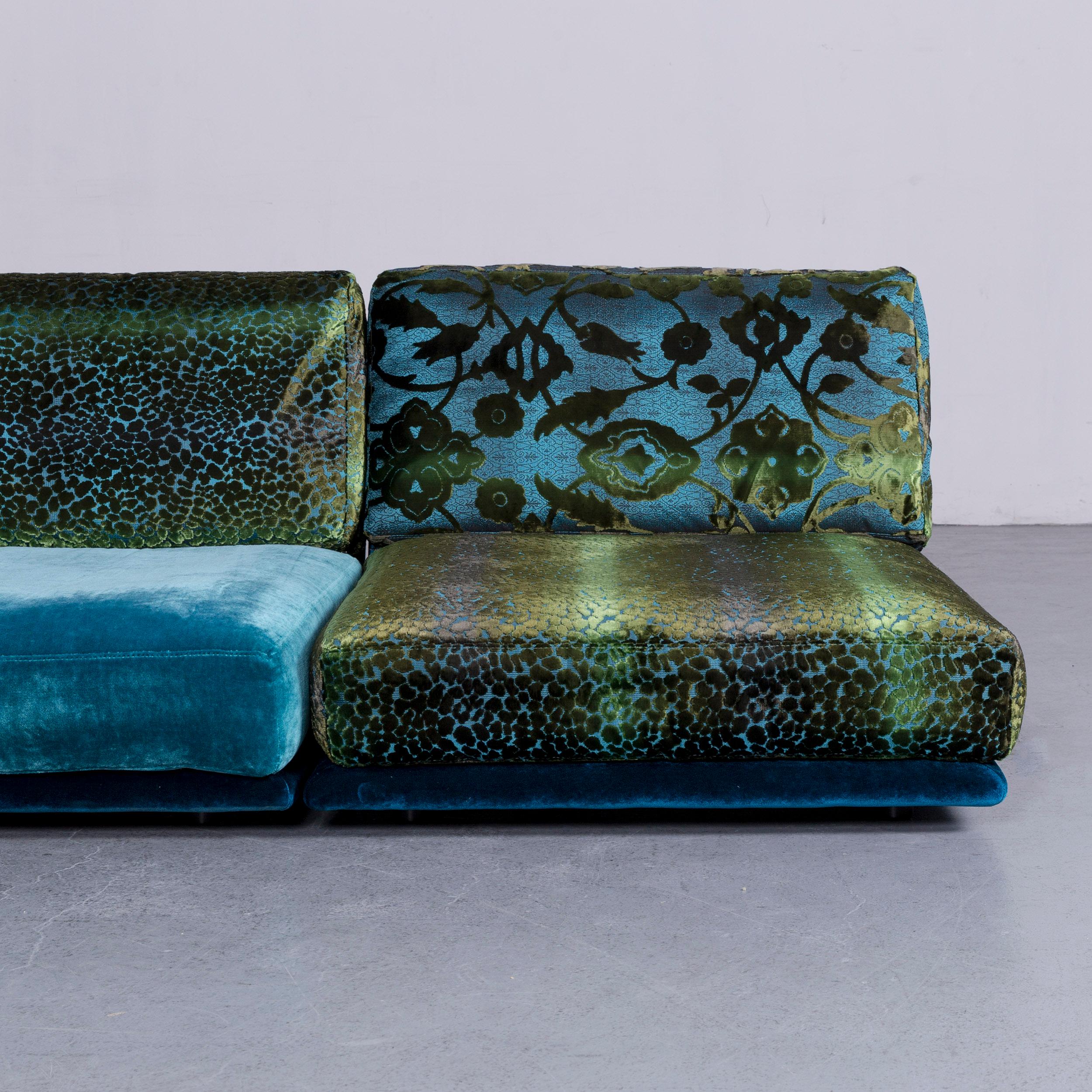 XXIe siècle et contemporain Canapé d'angle Bretz Napali de designer en velours bleu turquoise avec pochette moderne en vente