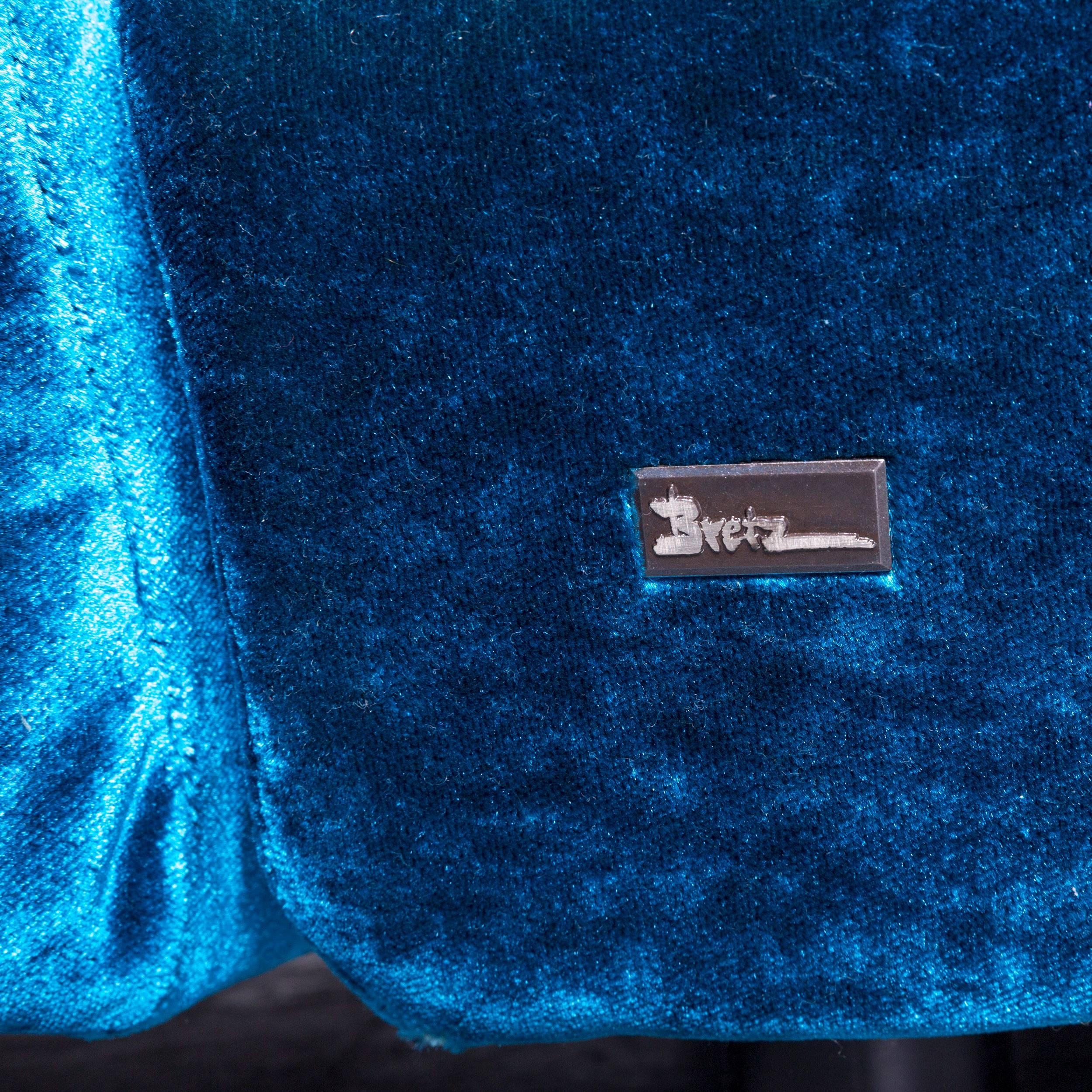 Bretz Napali Designer Ecksofa Blau Türkis Velours Stoff Modern Couch 1