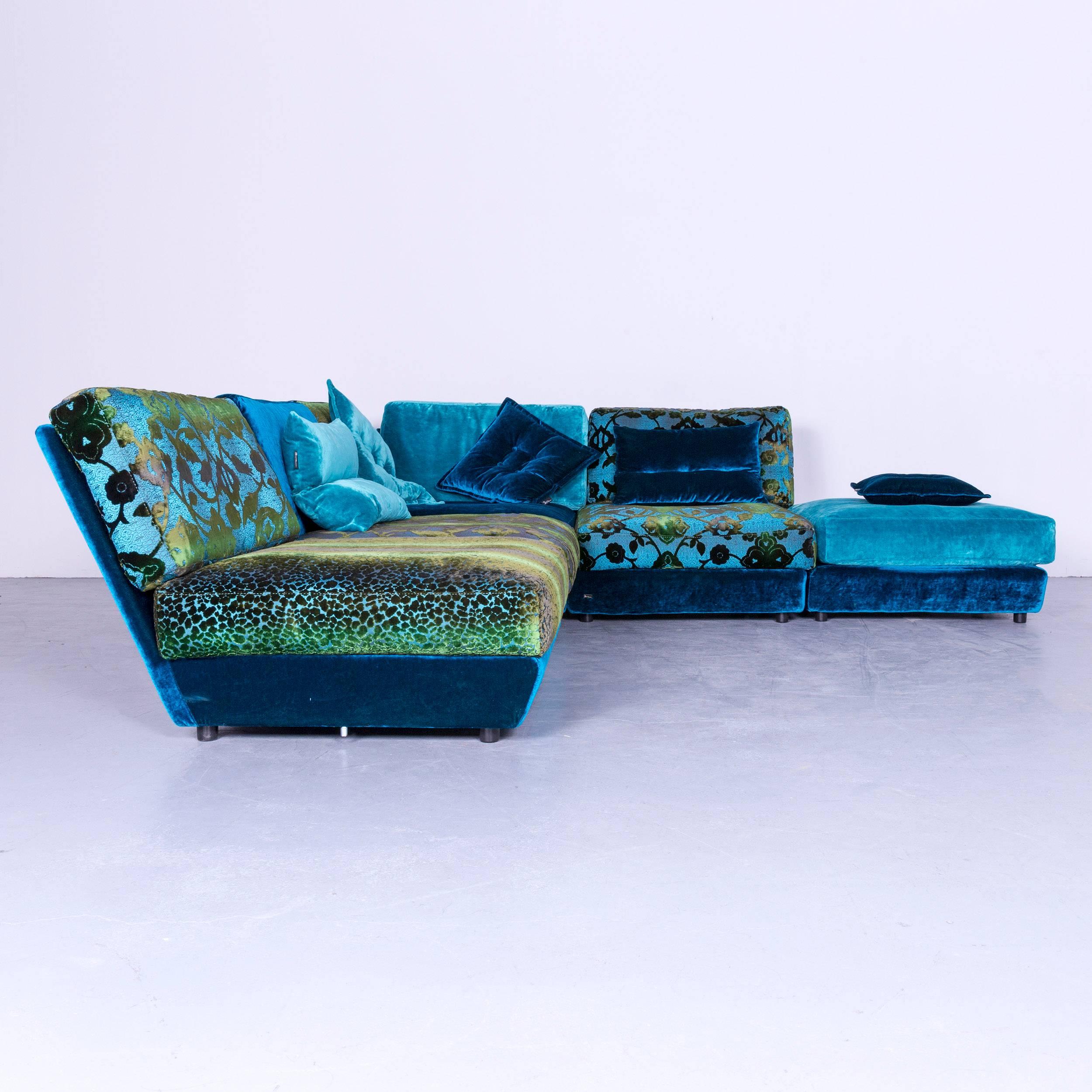Bretz Napali Designer Ecksofa Blau Türkis Velours Stoff Modern Couch 4