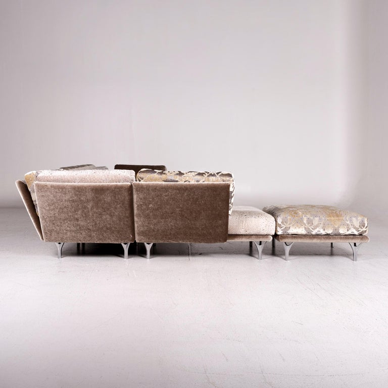 Bretz Napali Samt Stoff Ecksofa Grau Silber Gemustert Sofa Couch For Sale At 1stdibs