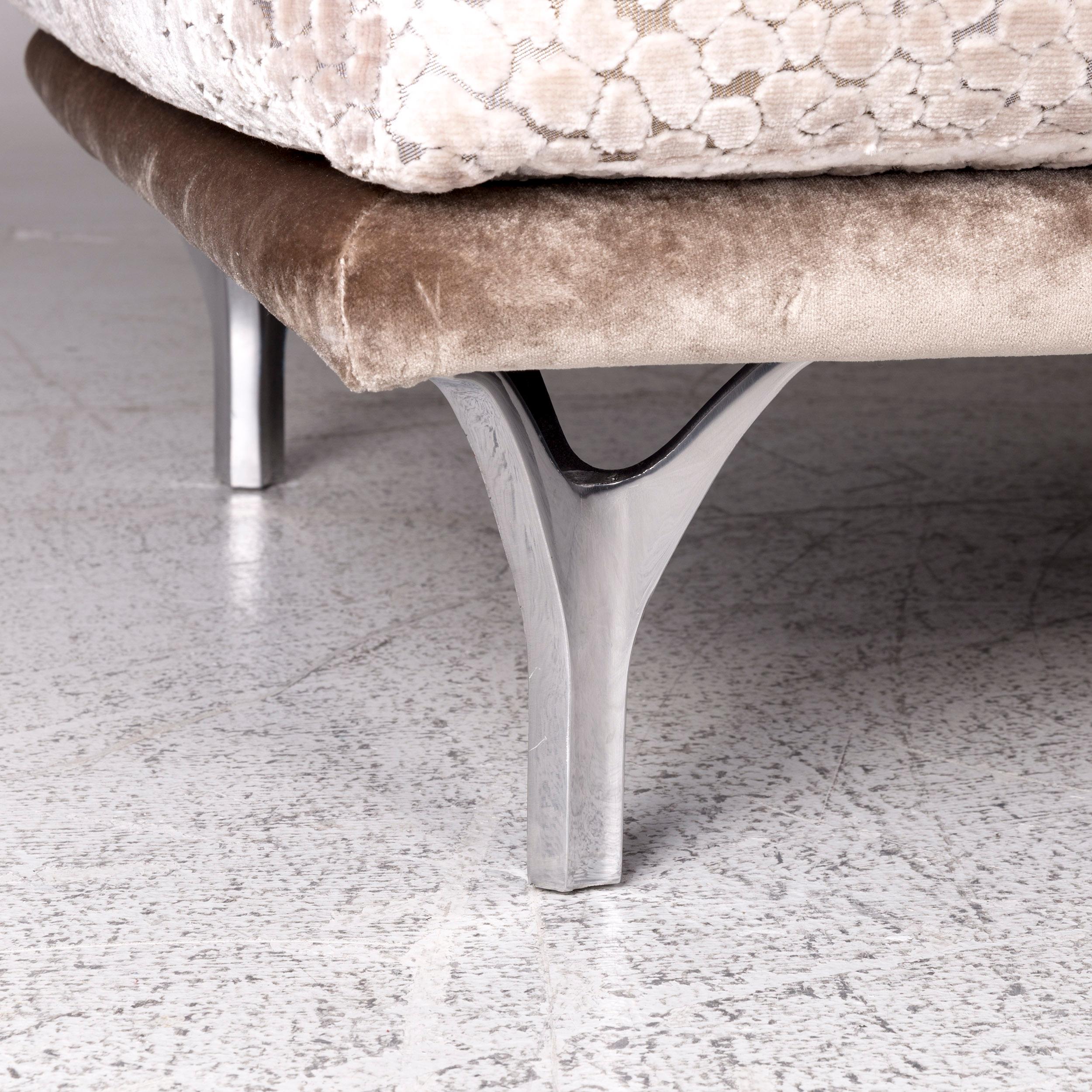 Bretz Napali Samt Stoff Ecksofa Grau Silber Gemustert Sofa Couch im Zustand „Gut“ im Angebot in Cologne, DE