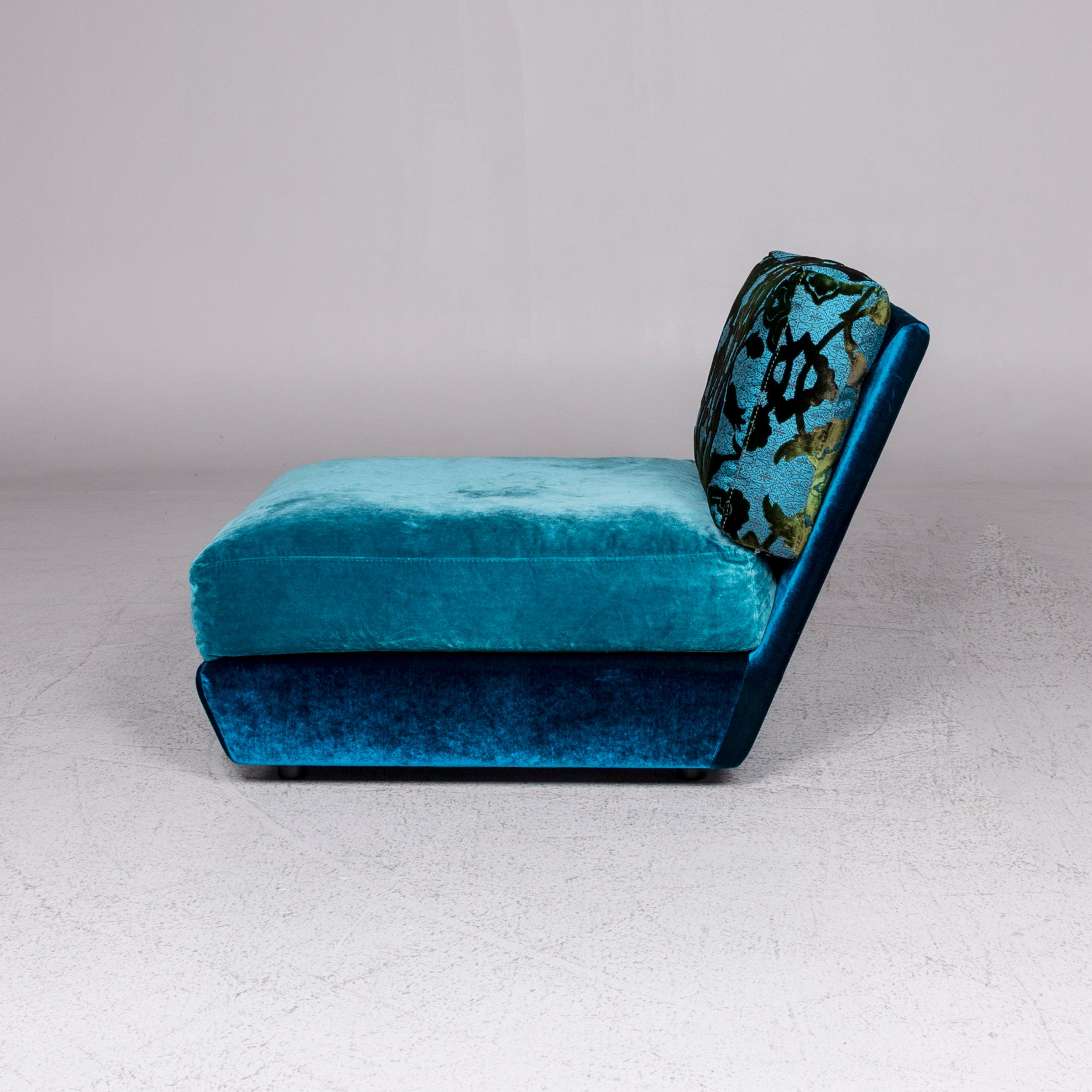 Bretz Napali Velvet Fabric Armchair Blue Patterned 3