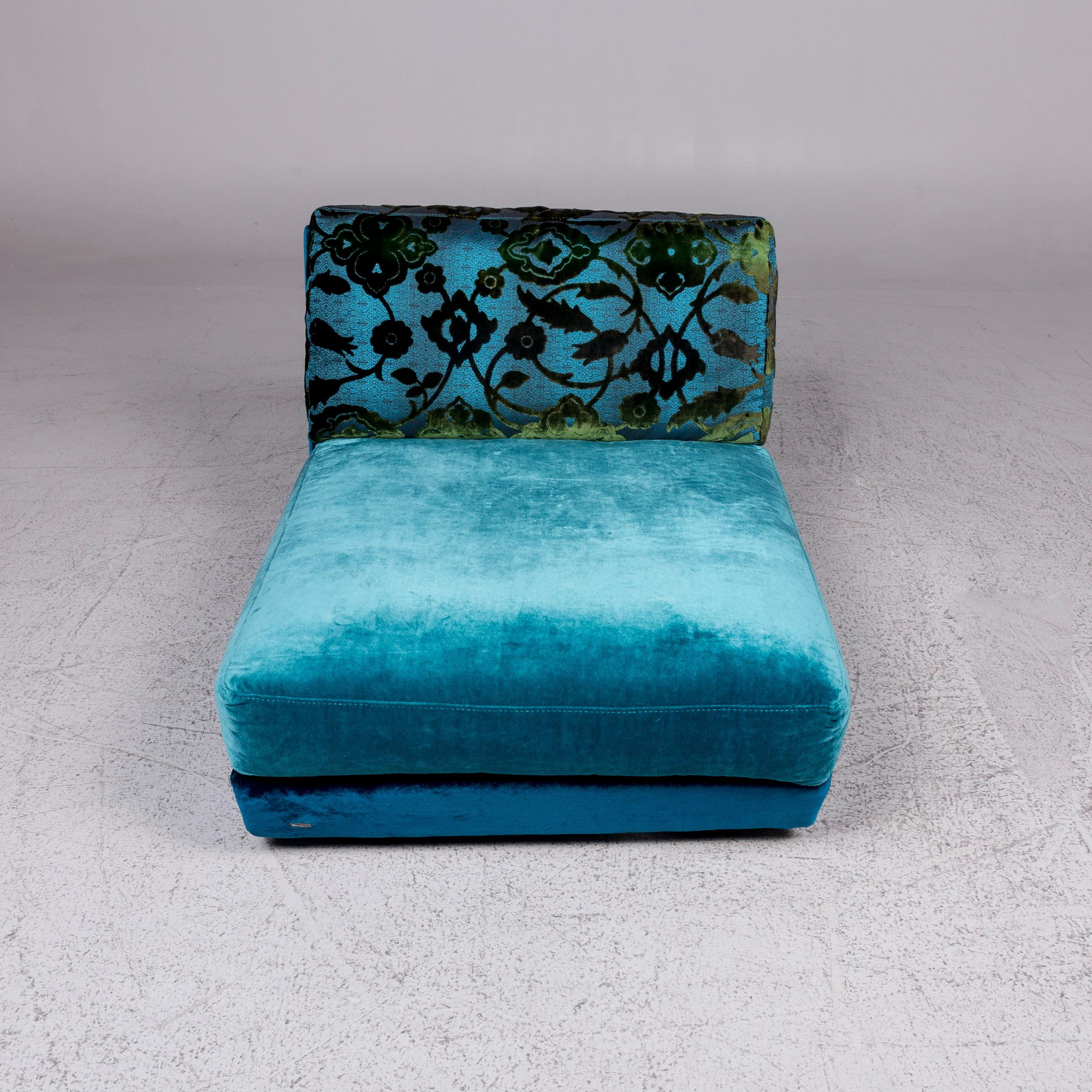 Bretz Napali Velvet Fabric Armchair Blue Patterned In Good Condition In Cologne, DE