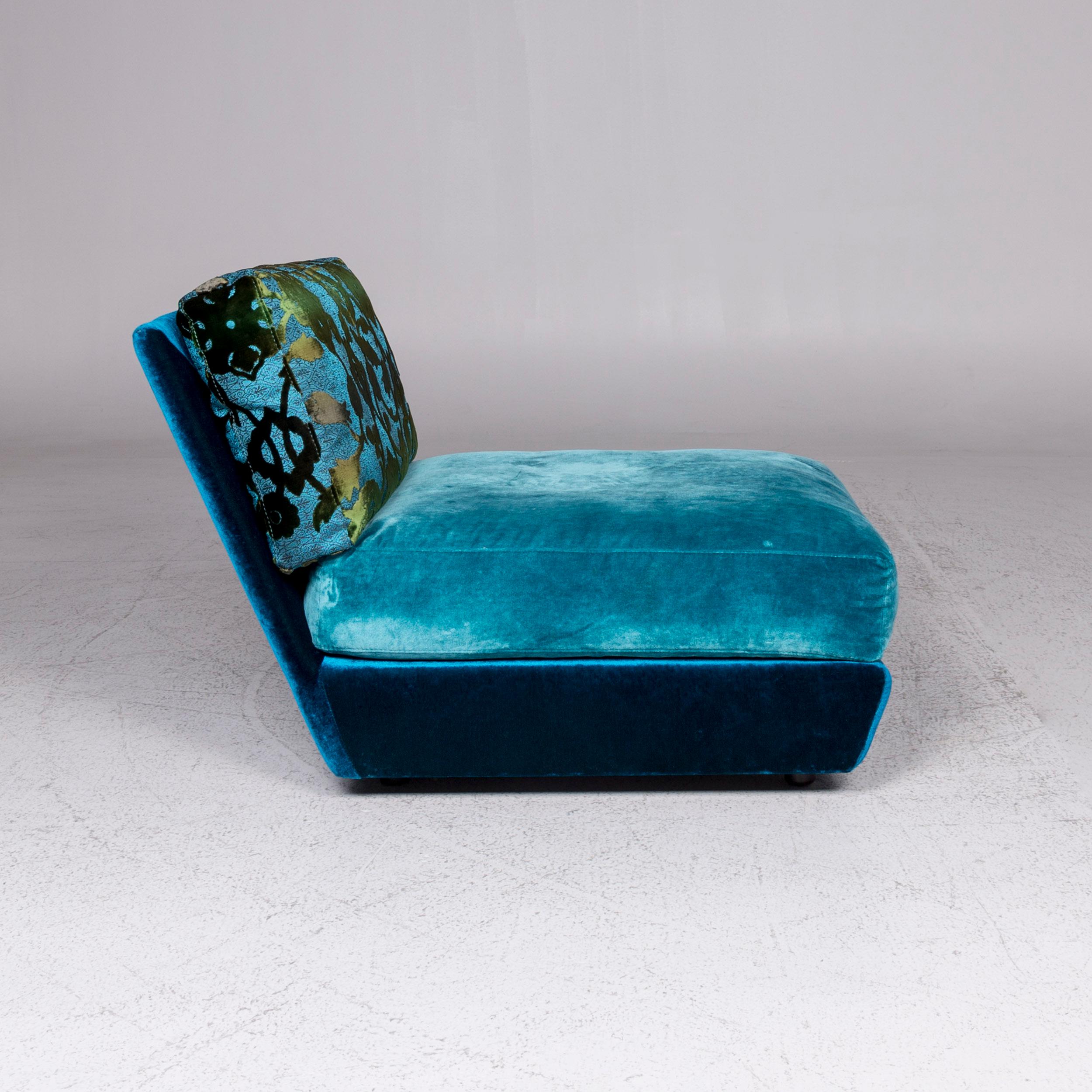 Bretz Napali Velvet Fabric Armchair Blue Patterned 1