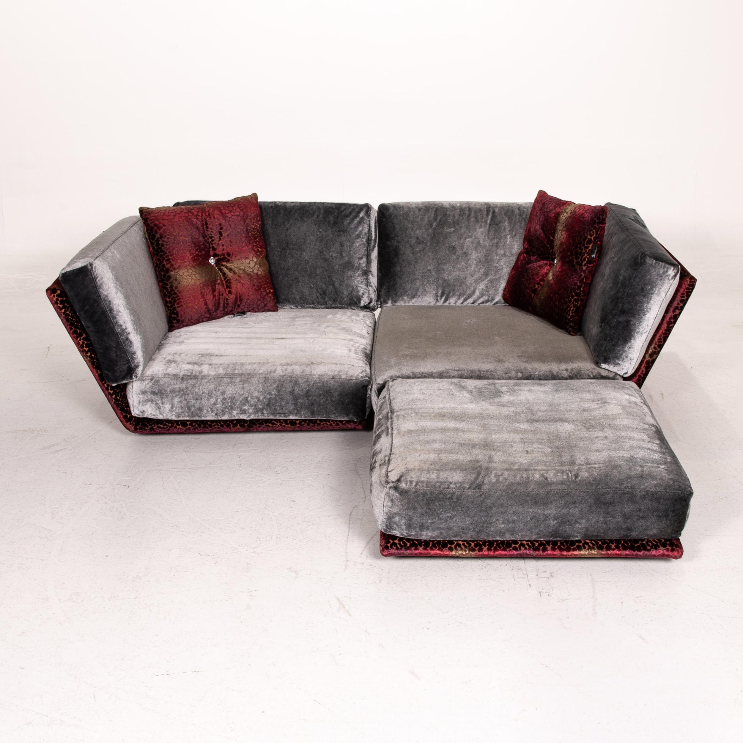 Bretz Napali Velvet Fabric Corner Sofa Incl Plexiglass Table Gray Berry Sofa For Sale 6