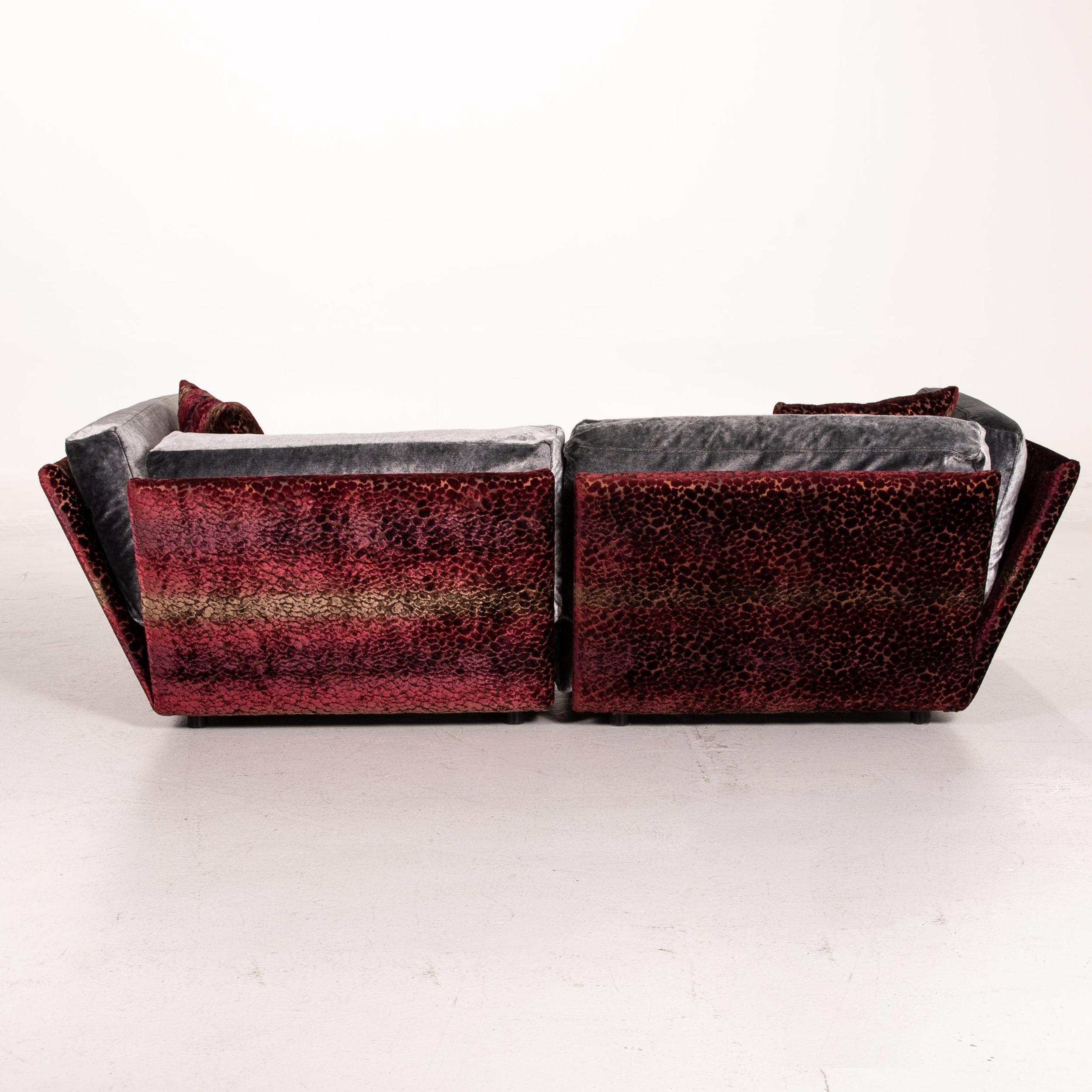 Bretz Napali Velvet Fabric Corner Sofa Incl Plexiglass Table Gray Berry Sofa For Sale 8