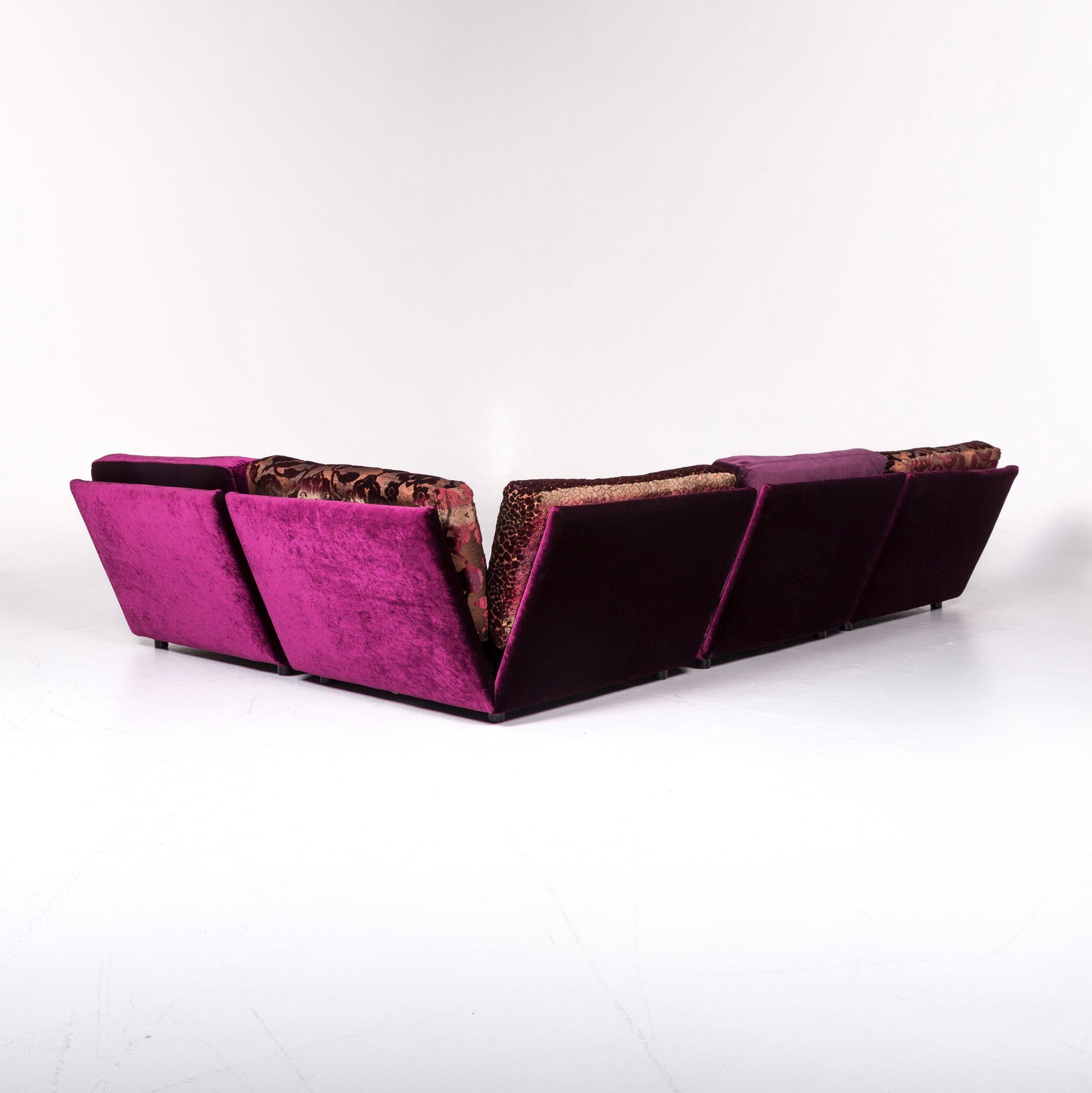 Bretz Napali Velvet Fabric Corner Sofa Purple Pattern at 1stDibs