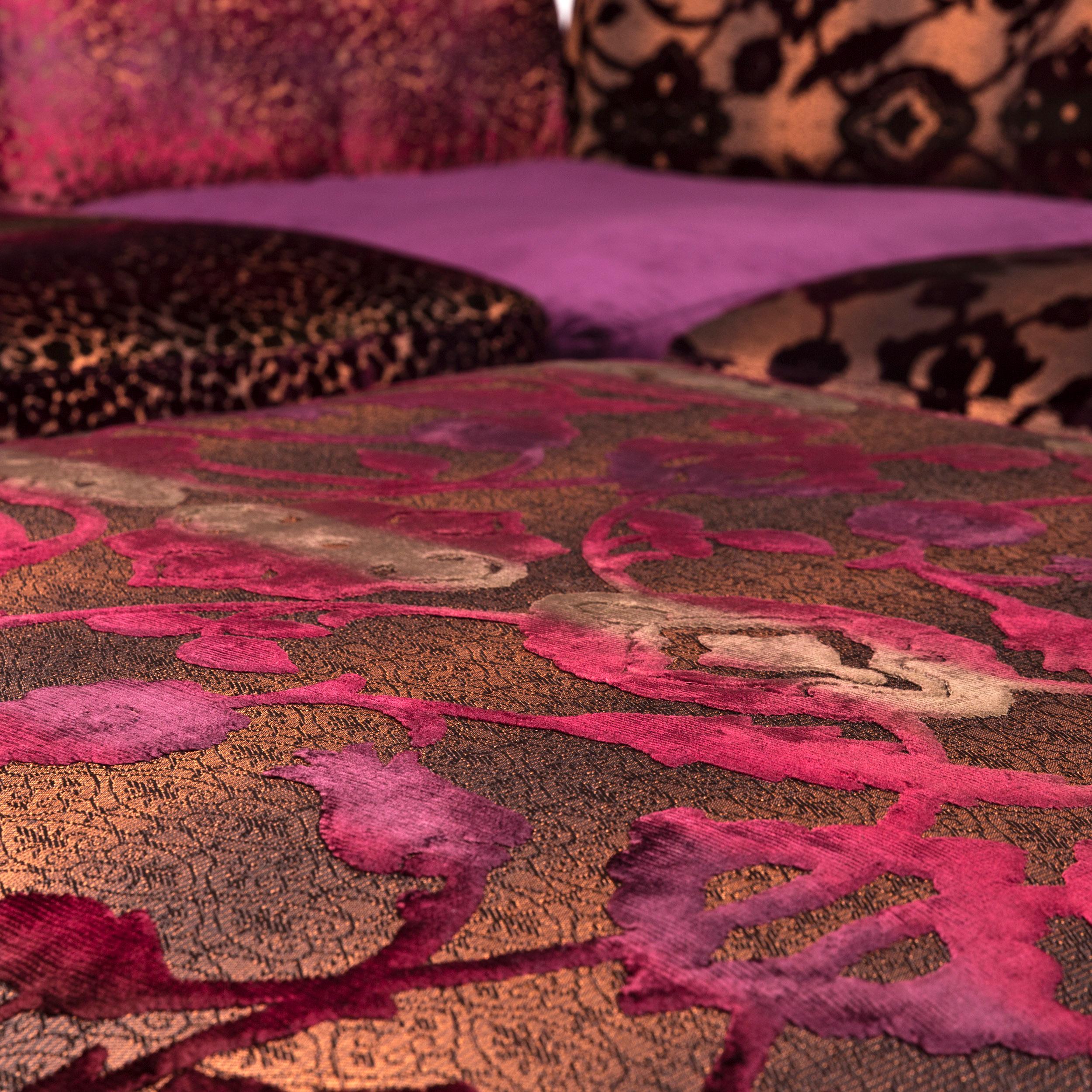 Bretz Napali Velvet Fabric Corner Sofa Purple Pattern at 1stDibs