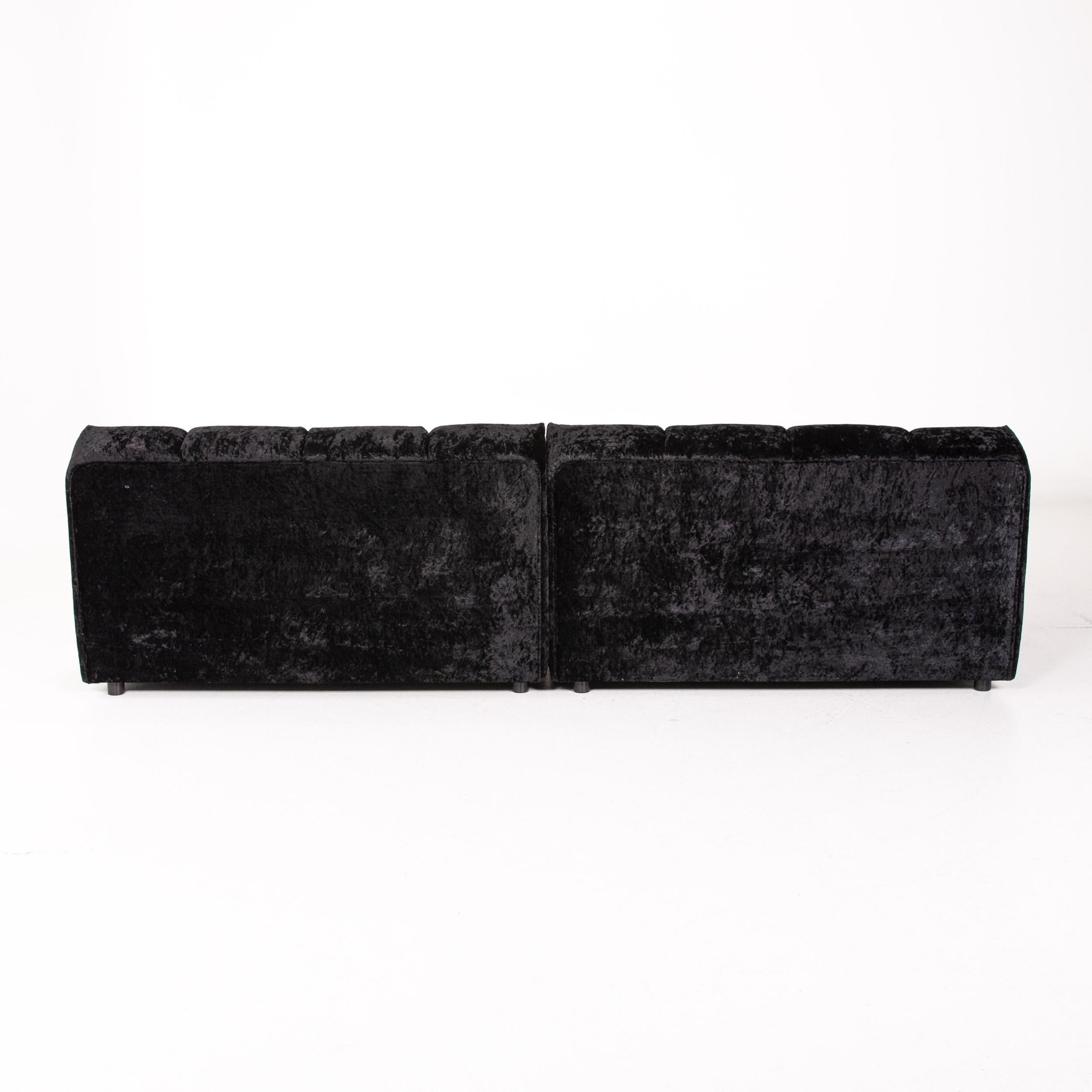 Bretz Ocean 7 Velvet Fabric Corner Sofa Black Sofa Couch Modular 3