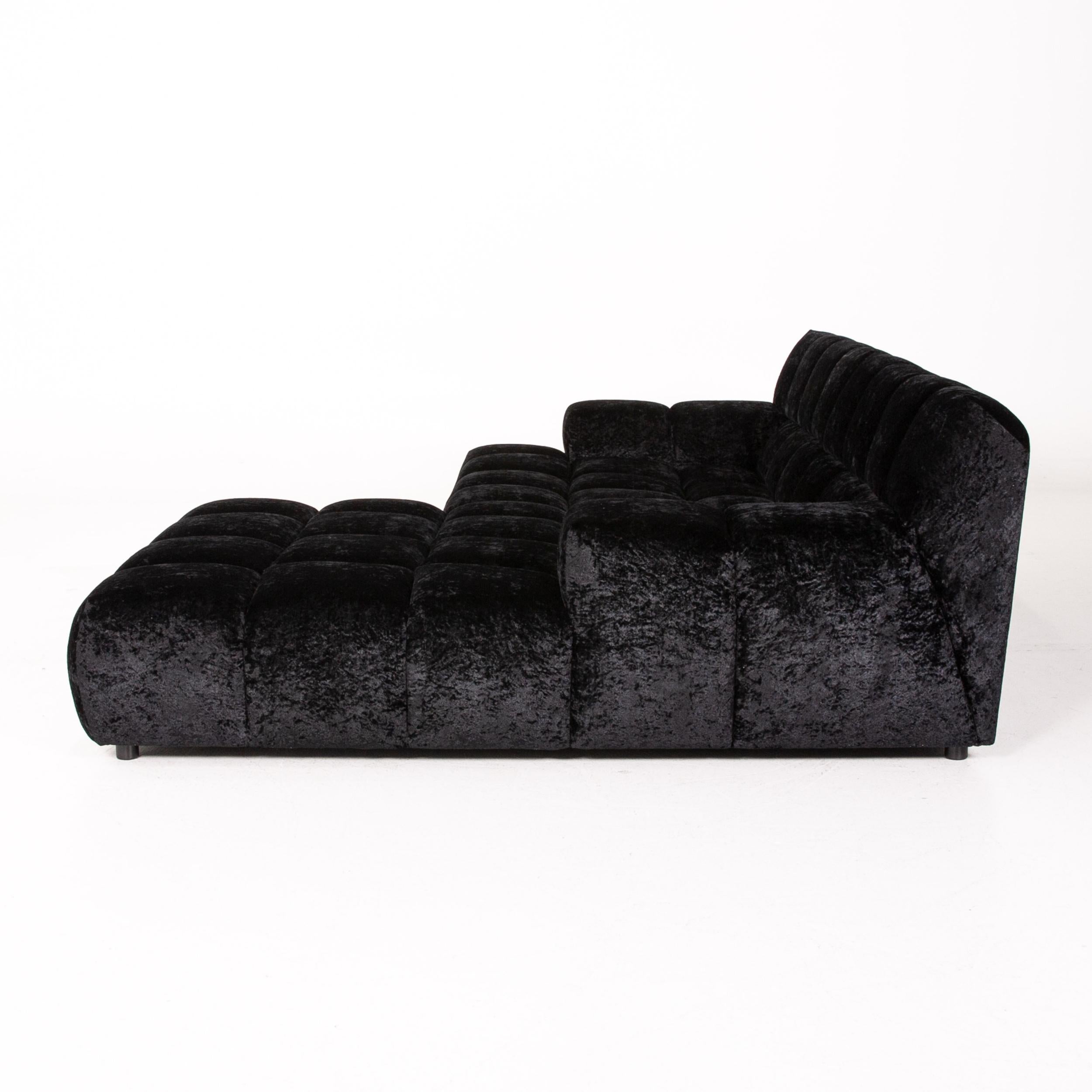 Bretz Ocean 7 Velvet Fabric Corner Sofa Black Sofa Couch Modular 4