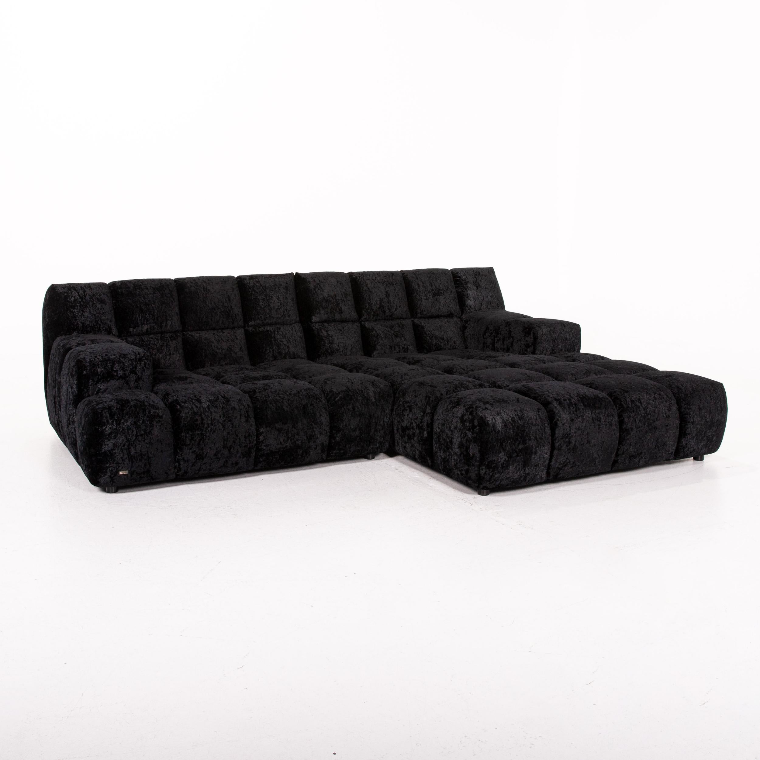 German Bretz Ocean 7 Velvet Fabric Corner Sofa Black Sofa Couch Modular