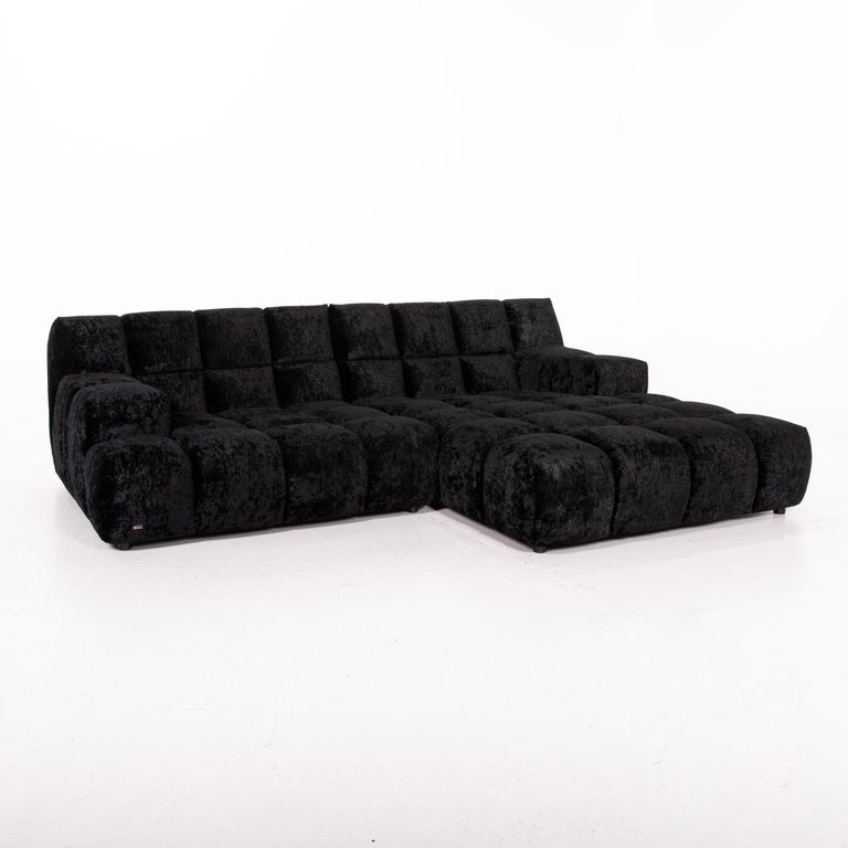 Bretz Ocean 7 Velvet Fabric Corner Sofa Black Sofa Couch Modular at 1stDibs