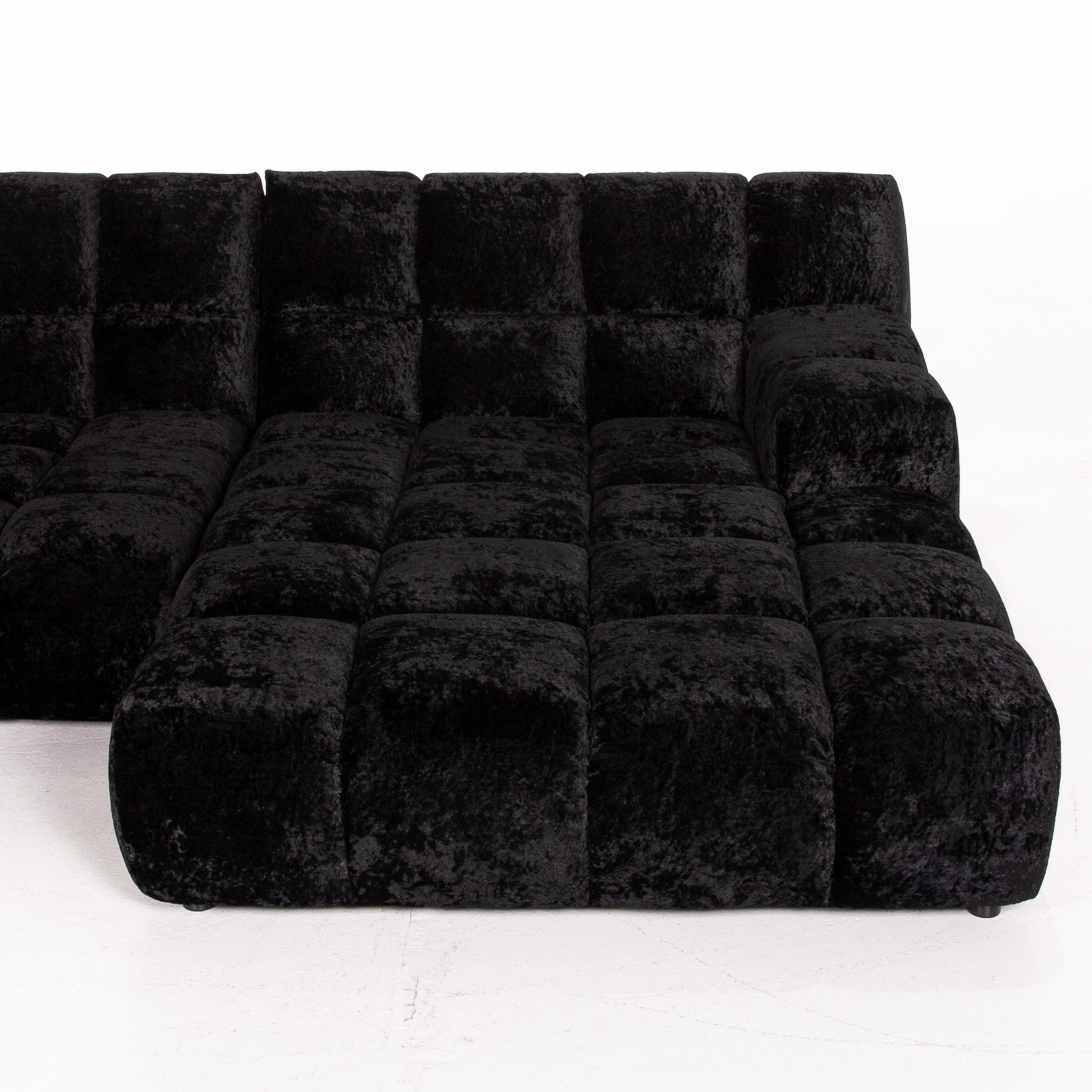 Contemporary Bretz Ocean 7 Velvet Fabric Corner Sofa Black Sofa Couch Modular
