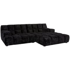 Bretz Ocean 7 Velvet Fabric Corner Sofa Black Sofa Couch Modular