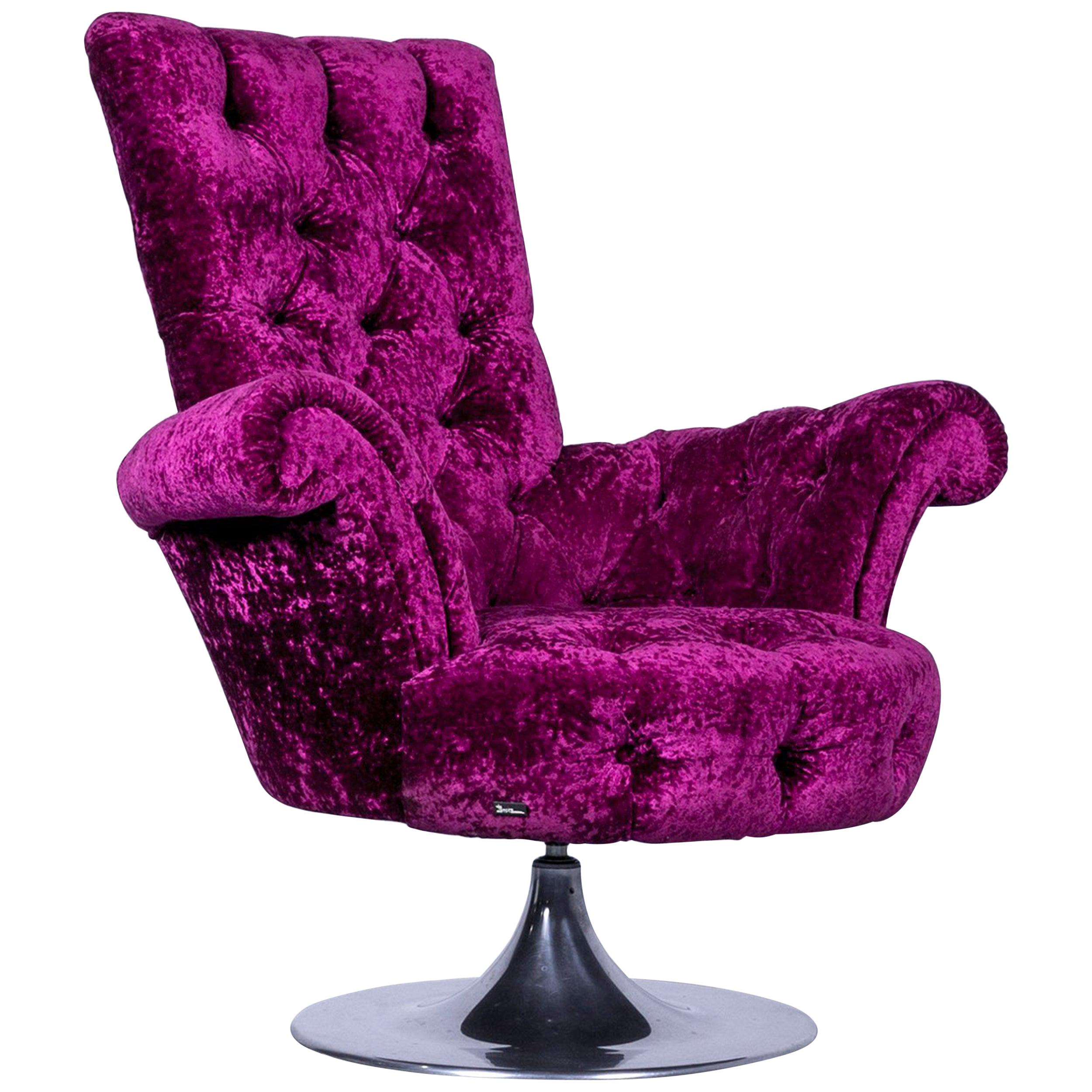Bretz Pompadou Fabric Armchair Purple Red One-Seat For Sale