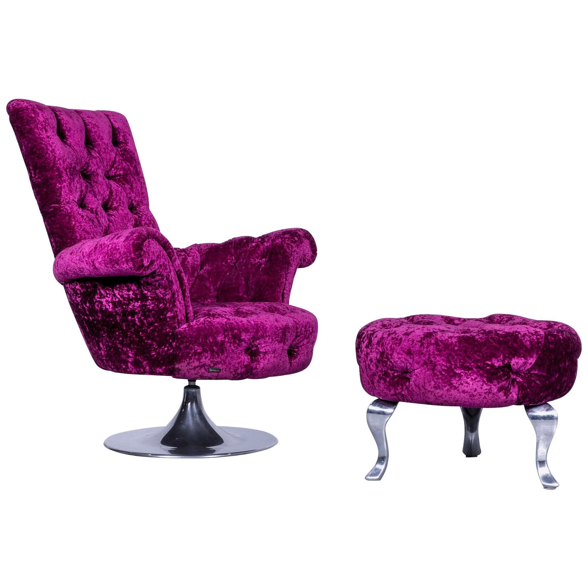 Bretz Pompadou Fabric Armchair Set Purple Red One Seat For Sale