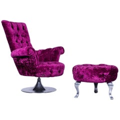 Bretz Pompadou Fabric Armchair Set Purple Red One Seat