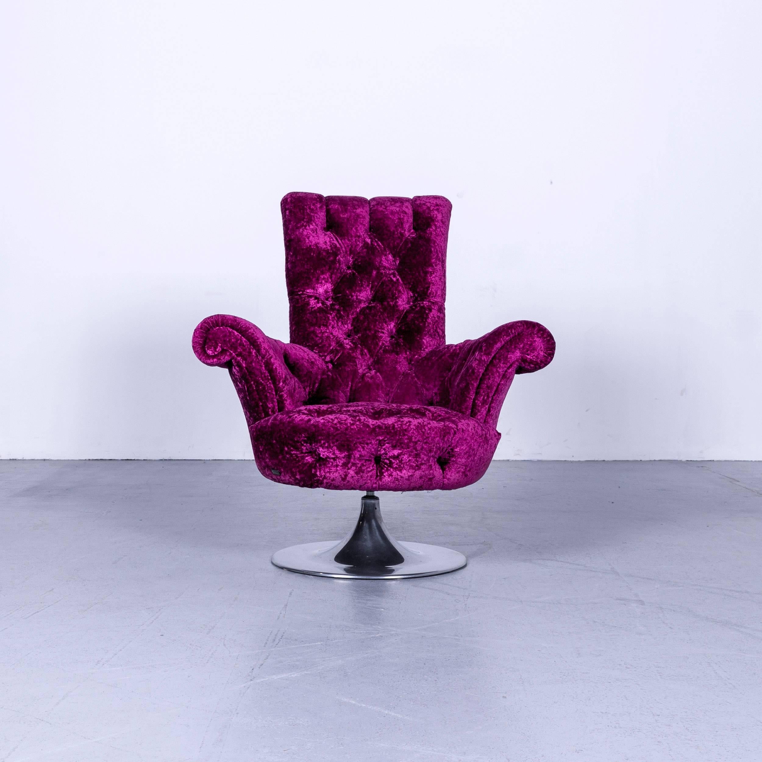 German Bretz Pompadou Fabric Armchair Set Purple Red One Seat For Sale