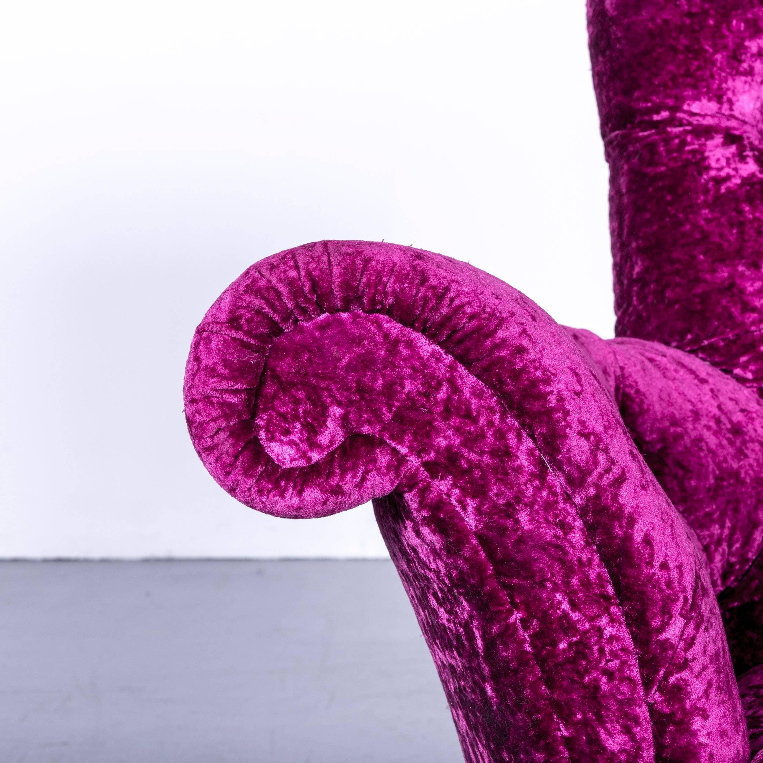 Contemporary Bretz Pompadou Fabric Armchair Set Purple Red One Seat For Sale