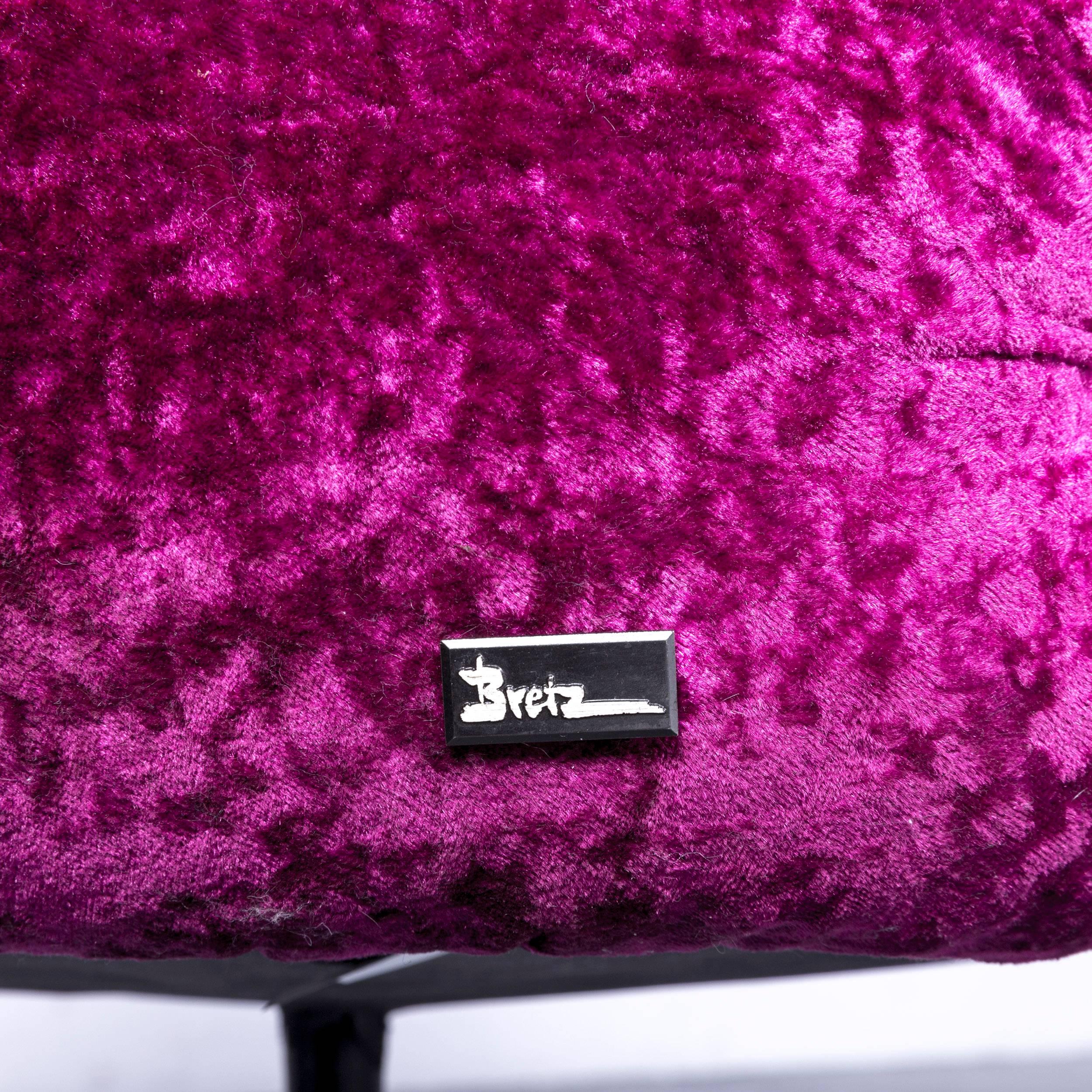 Bretz Pompadou Fabric Armchair Set Purple Red One Seat For Sale 1