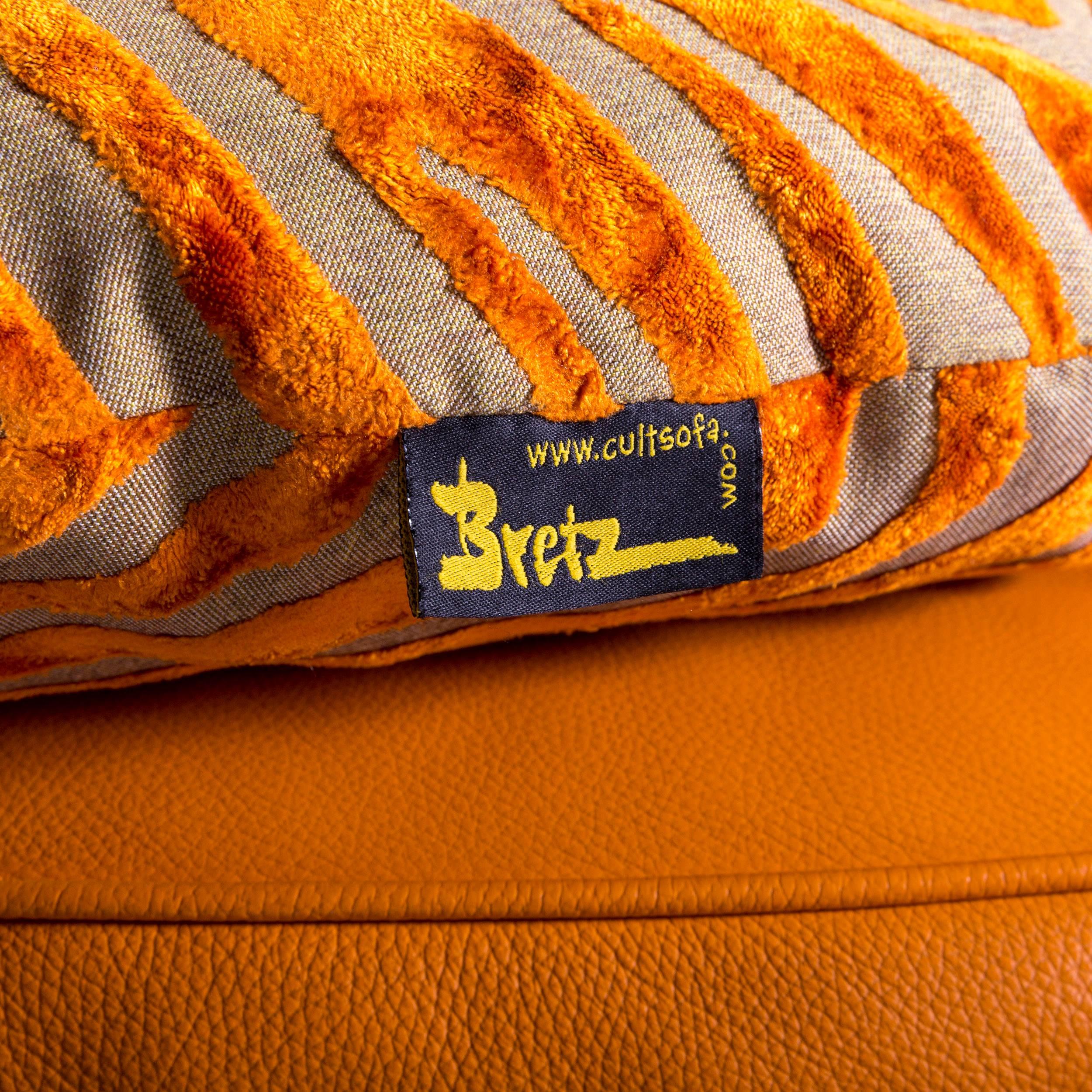 Bretz Pool Leder Corner-Sofa Orange Viersitzer-Sofa (21. Jahrhundert und zeitgenössisch)