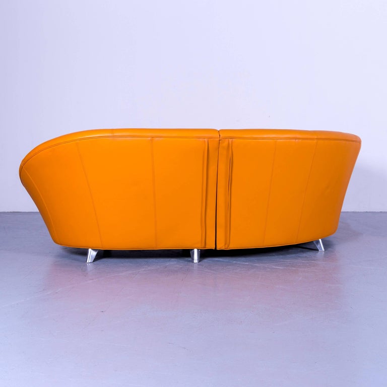 Bretz Pool Leather Corner-Sofa Orange Four-Seat at 1stdibs