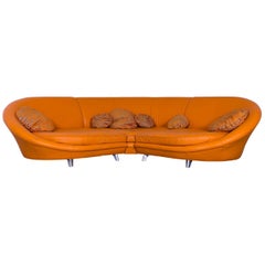 Bretz Pool Leather Corner-Sofa Orange Four-Seat