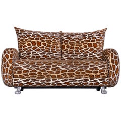 Bretz Popeye Designer Fabric Sofa Beige Brown Pattern Look Two-Seat