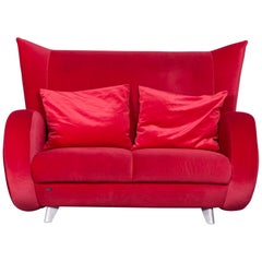 Bretz Popeye Designer Velvet Sofa Red Two-Seat Couch