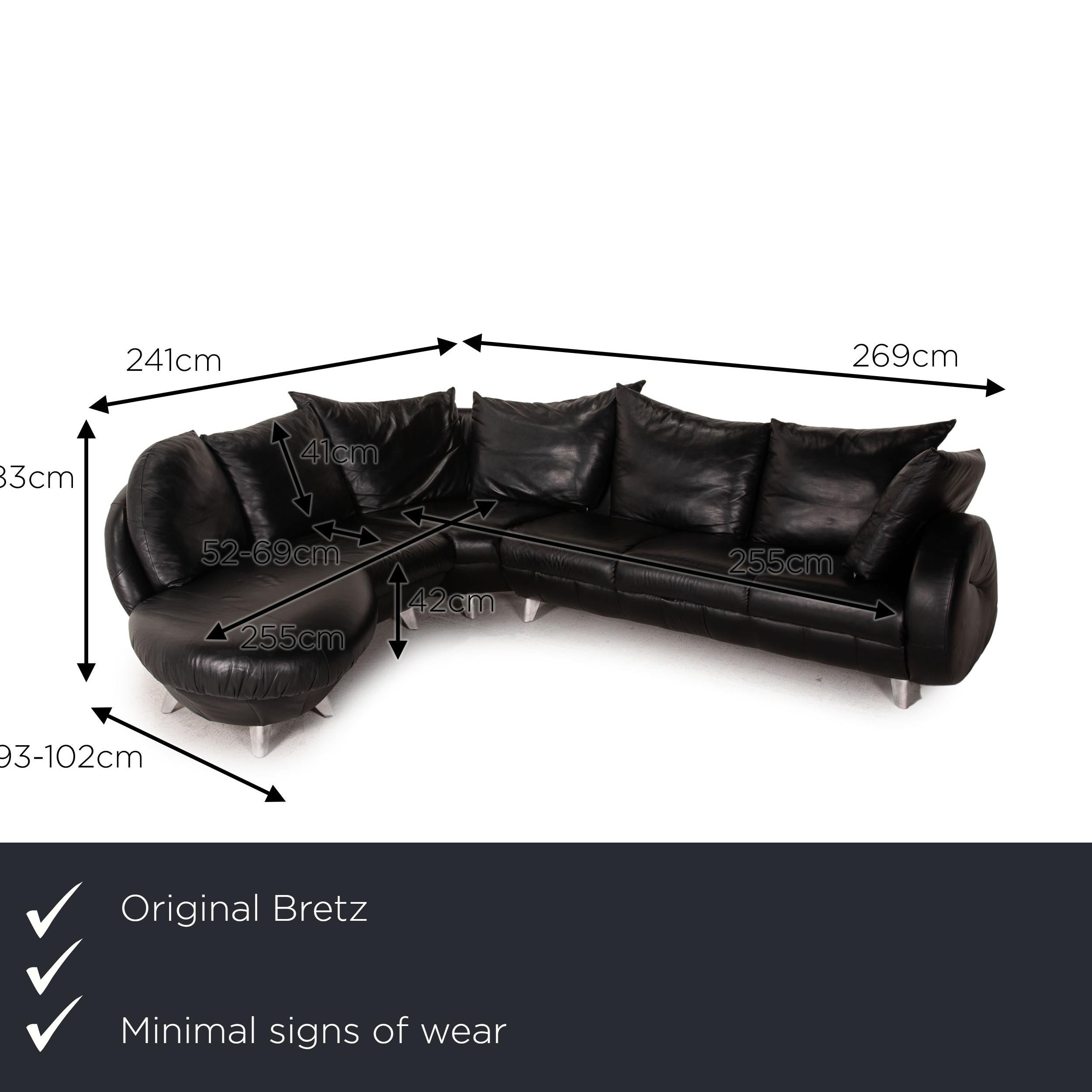We present to you a Bretz popeye leather sofa black corner sofa couch.
  
 

 Product measurements in centimeters:
 

 depth: 93
 width: 269
 height: 83
 seat height: 42
 rest height: 83
 seat depth: 52
 seat width: 255
 back height: