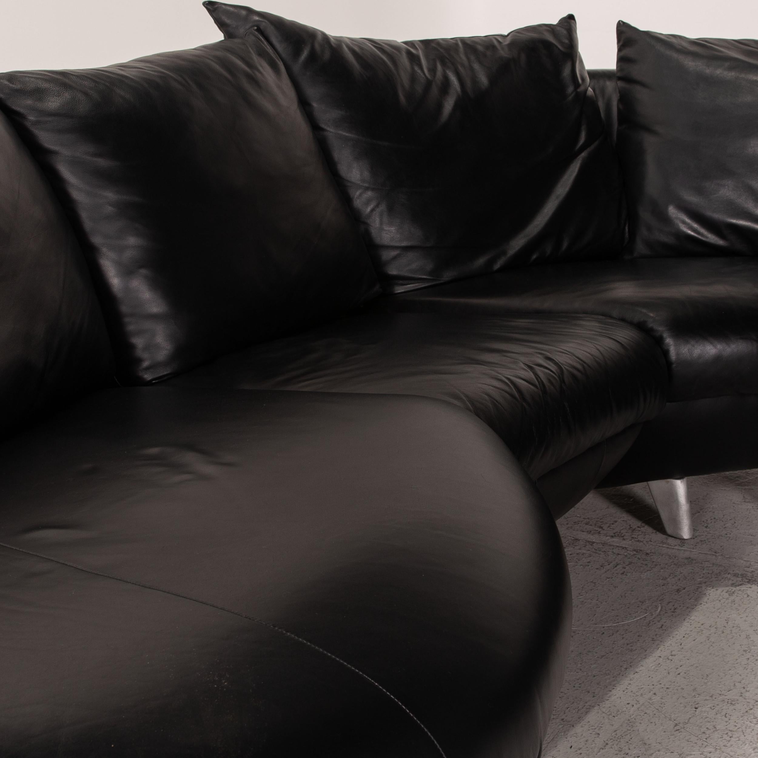 Modern Bretz Popeye Leather Sofa Black Corner Sofa Couch