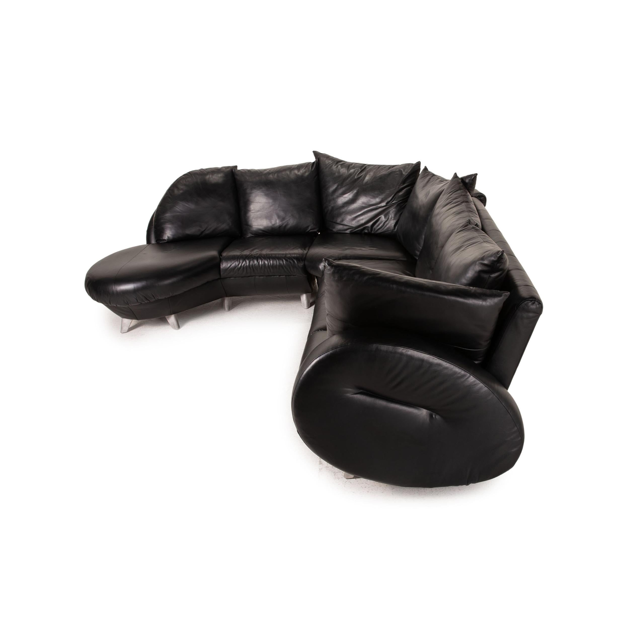 Bretz Popeye Leather Sofa Black Corner Sofa Couch 3